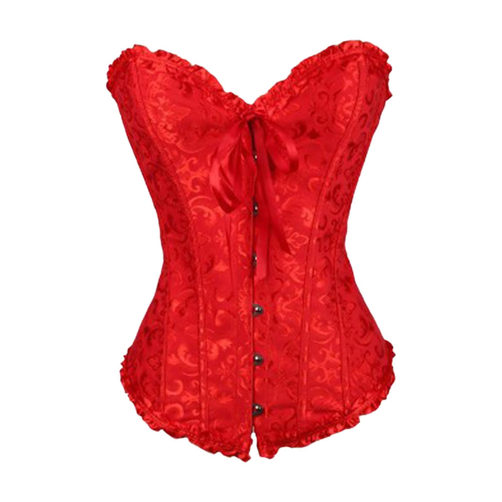 Women Floral Corset Camisole Tank Costume for Club Birthday Party Night red XL-image-23