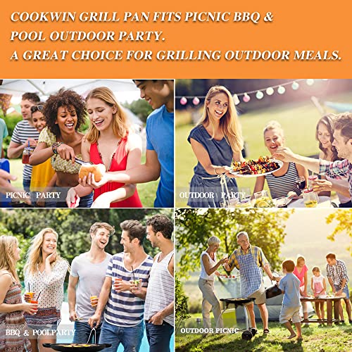 Cookwin Cast Iron Grill Pan 12.6 Inch Pre-Seasoned Cast Iron Griddle Pan Dual Handles Cast Iron Skillets For Bbq Round Cast Iron Pan Griddle Pan For Any Stove Top And All Cooking Tops thumb #5