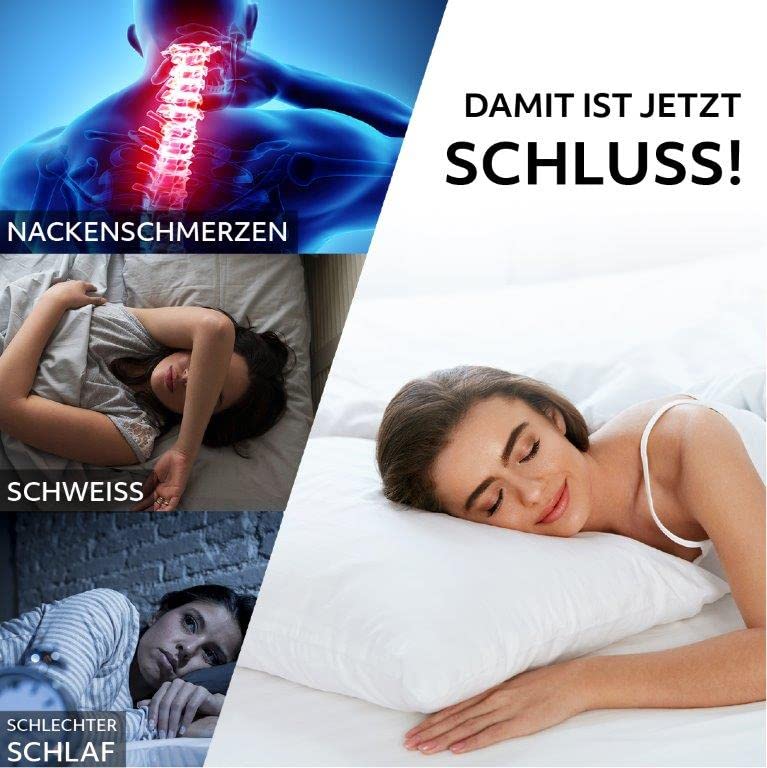 Orthopädisches Memory Foam Kopfkissen ohne Geruch und Viscoelastischem Gelschaum - Ergonomisches Schlafkissen / Nackenstützkissen inkl. Aloe Vera Bezug - Größe 75/45/10 - Image 4