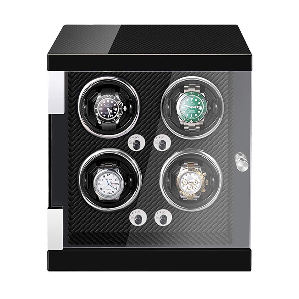 CGCSYZ Watch Winder Box for 4 Automatic Watches Flexible Watch Pillows Built-in LED Light Piano Paint Finish Quiet Motor