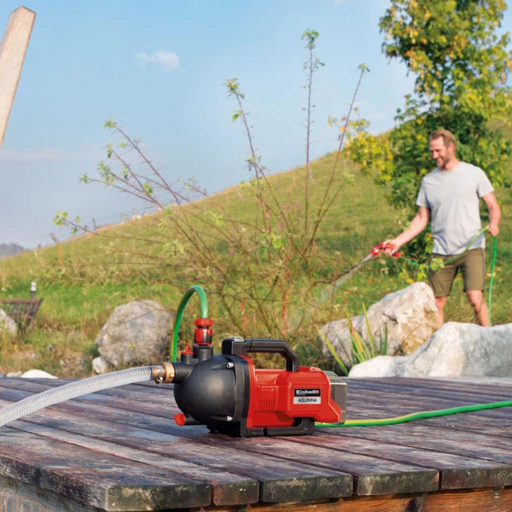 Einhell Akumulatorowa pompa ogrodowa AQUINNA 36/30 Power X-Change (Li-ion, 36 V, 2,6 bar, przepływ 3000 l/h, wlew wody i korek spustowy, zabezpieczenie termiczne, bez akumulatora i ładowarki)