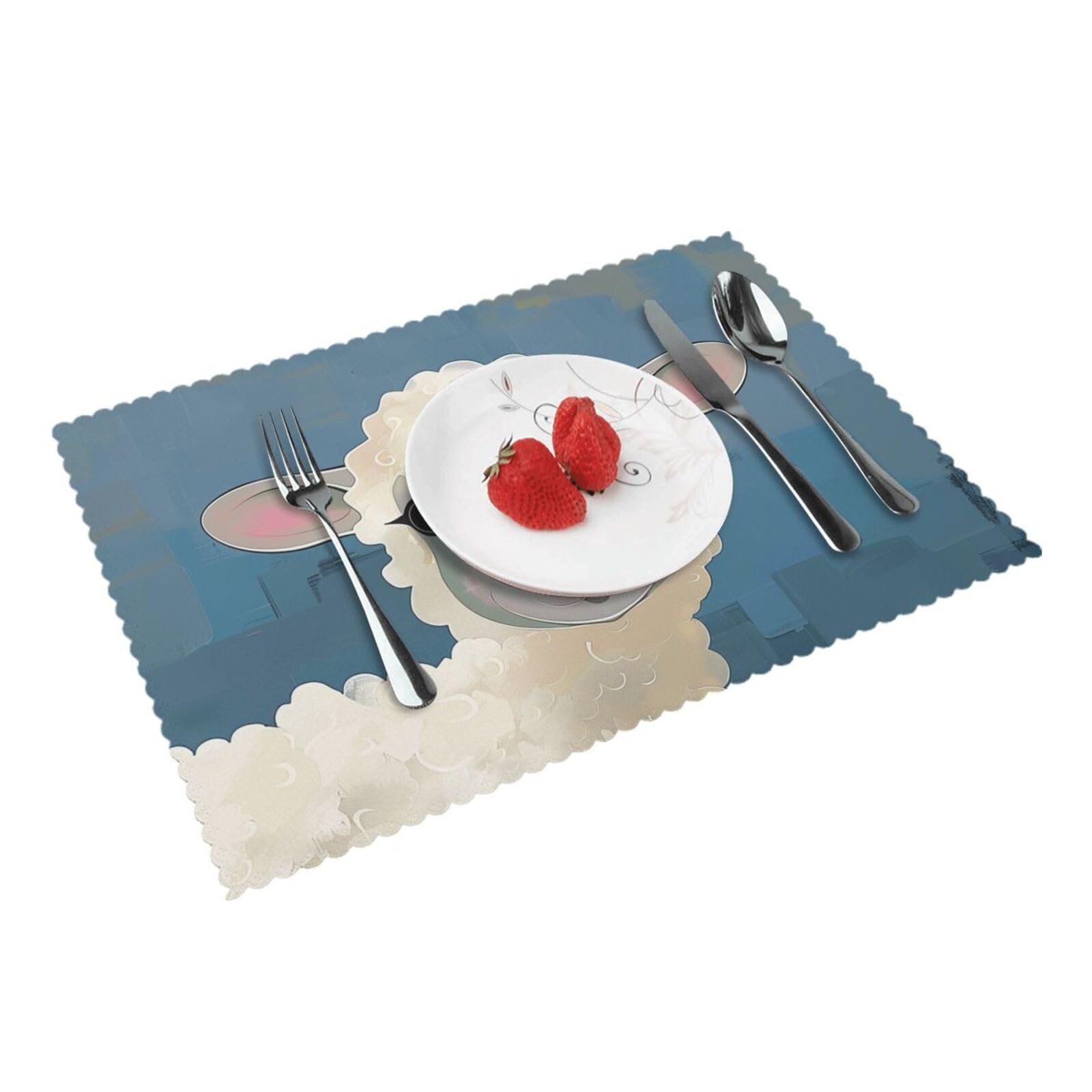 Sheep Art Printed Placemat Heat Resistant Place Mats Set of 4 PCS Washable Kitchen Table Mats, 12x18 Inch