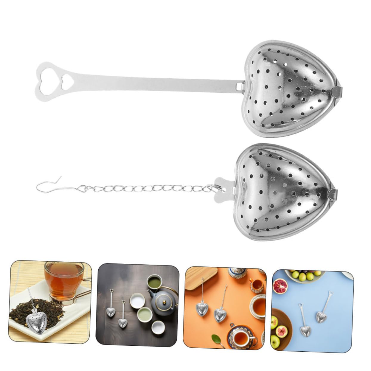 ABOOFAN 30 Piezas Corazón de infusor de té infusor de té inoxidable en forma de corazón Plata