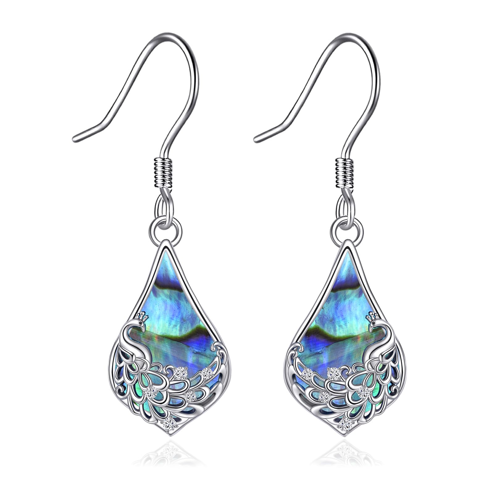 ONEFINITYLotus/Tree of Life/Hecate/Luna Moth/Angel Wing/Hamsa Hand/Cat/Peacock Dangle Earrings with Abalone Shell Sterling Silver Jewellery Gifts for Women Girls