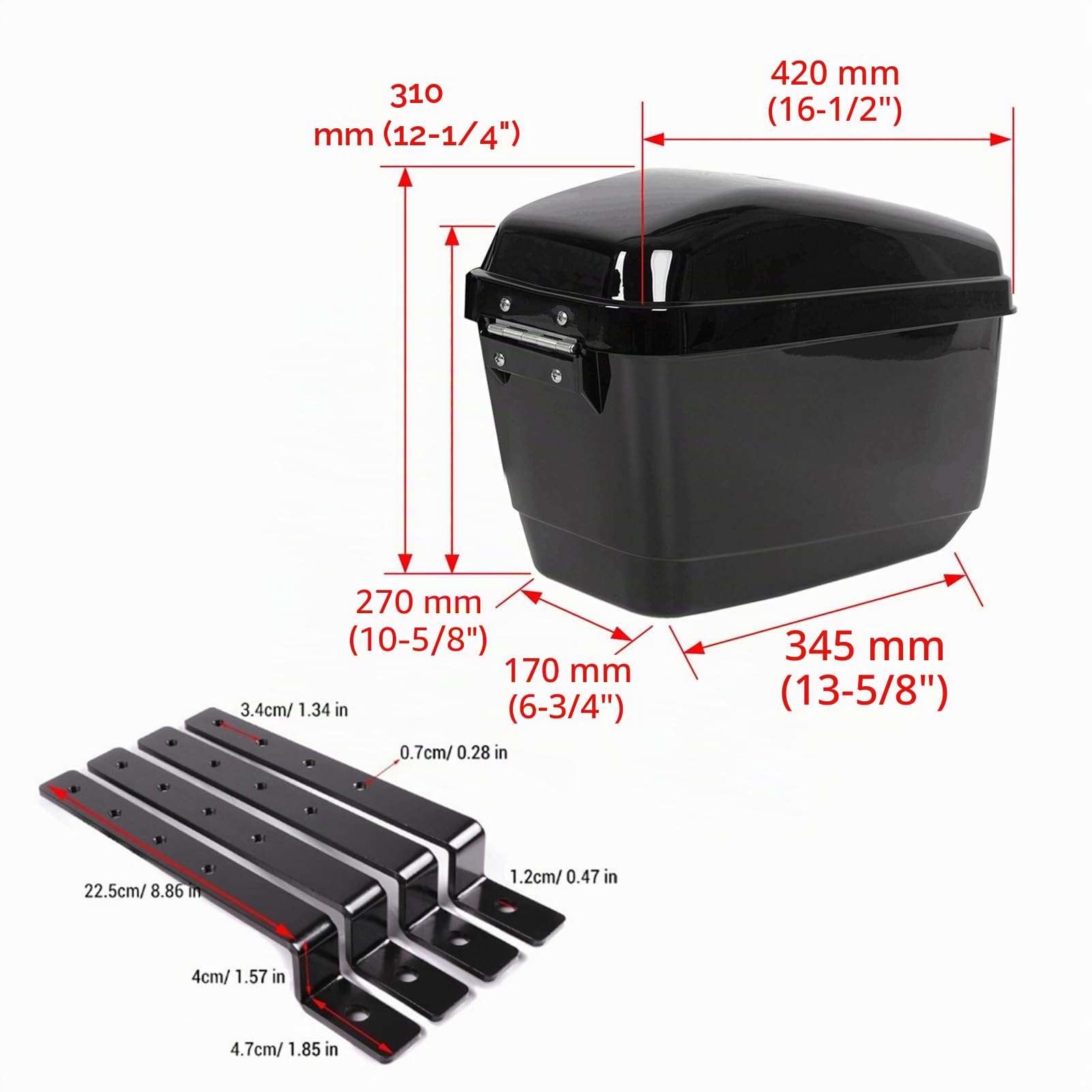 Valigia Laterale per Moto da 45 Litri con Kit di Montaggio | Borse Laterali Rigide in ABS con Serratura per vestibilità Universale Cruiser