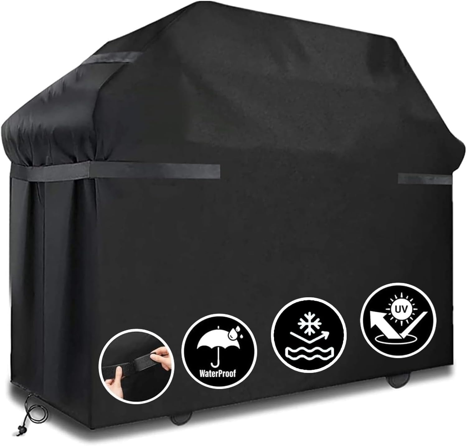 LCGOD 117x66x117cm Waterproof BBQ Cover Heavy Duty with Adjustable Straps, All Weather Protection