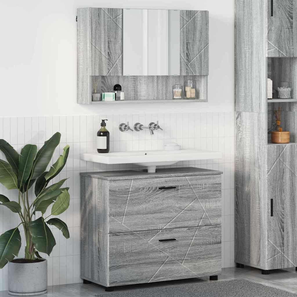 Muebles de baño con espejo y armario de lavabo con cajón y estante organizador