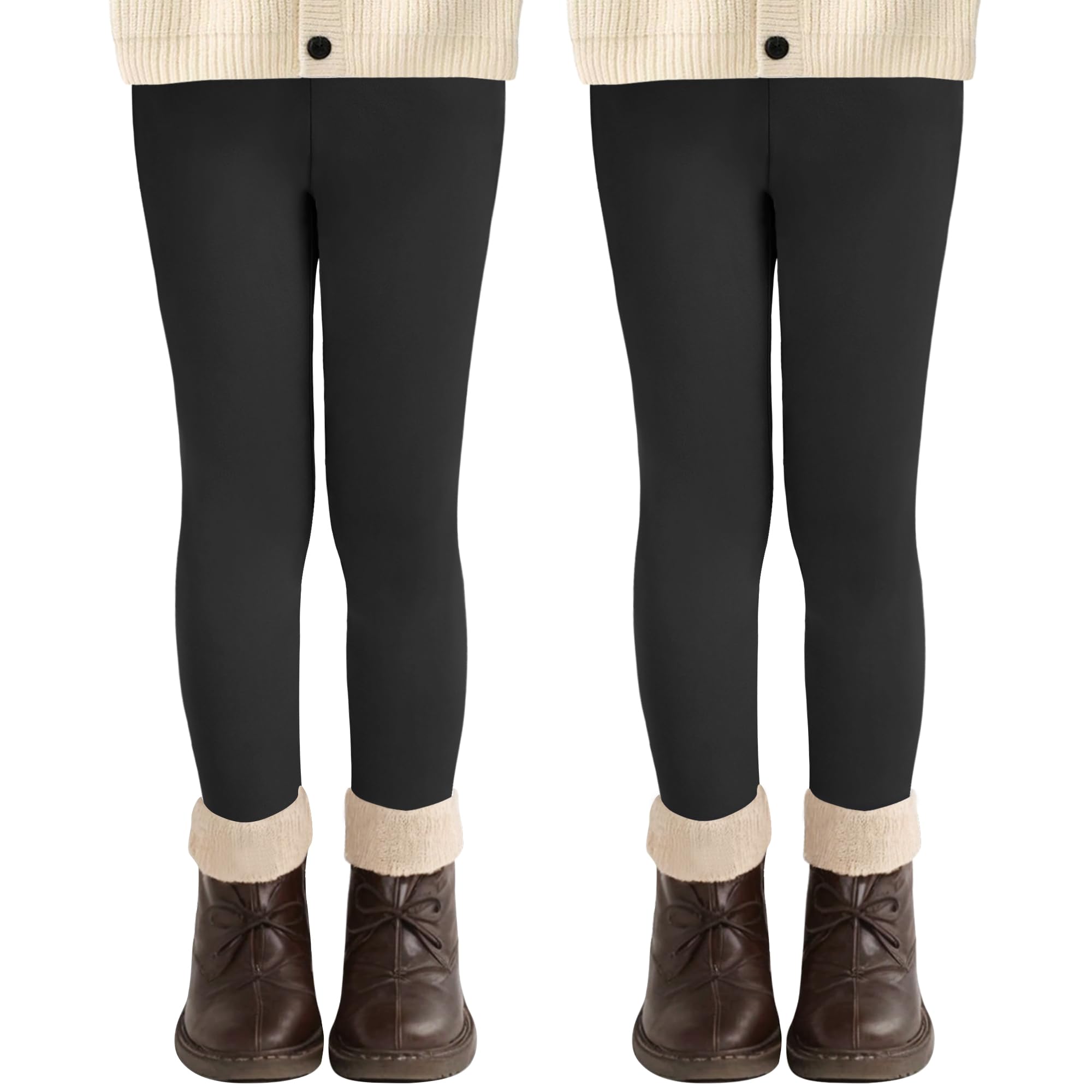 AMIYOYO Leggings Mädchen 2 Pack Leggings Kinder Sport Leggings für Mädchen Elastizität Sporthose Kinder Fitness Hosen Gymnastikhose Bequem Warm Tanzhose Basic für Girls