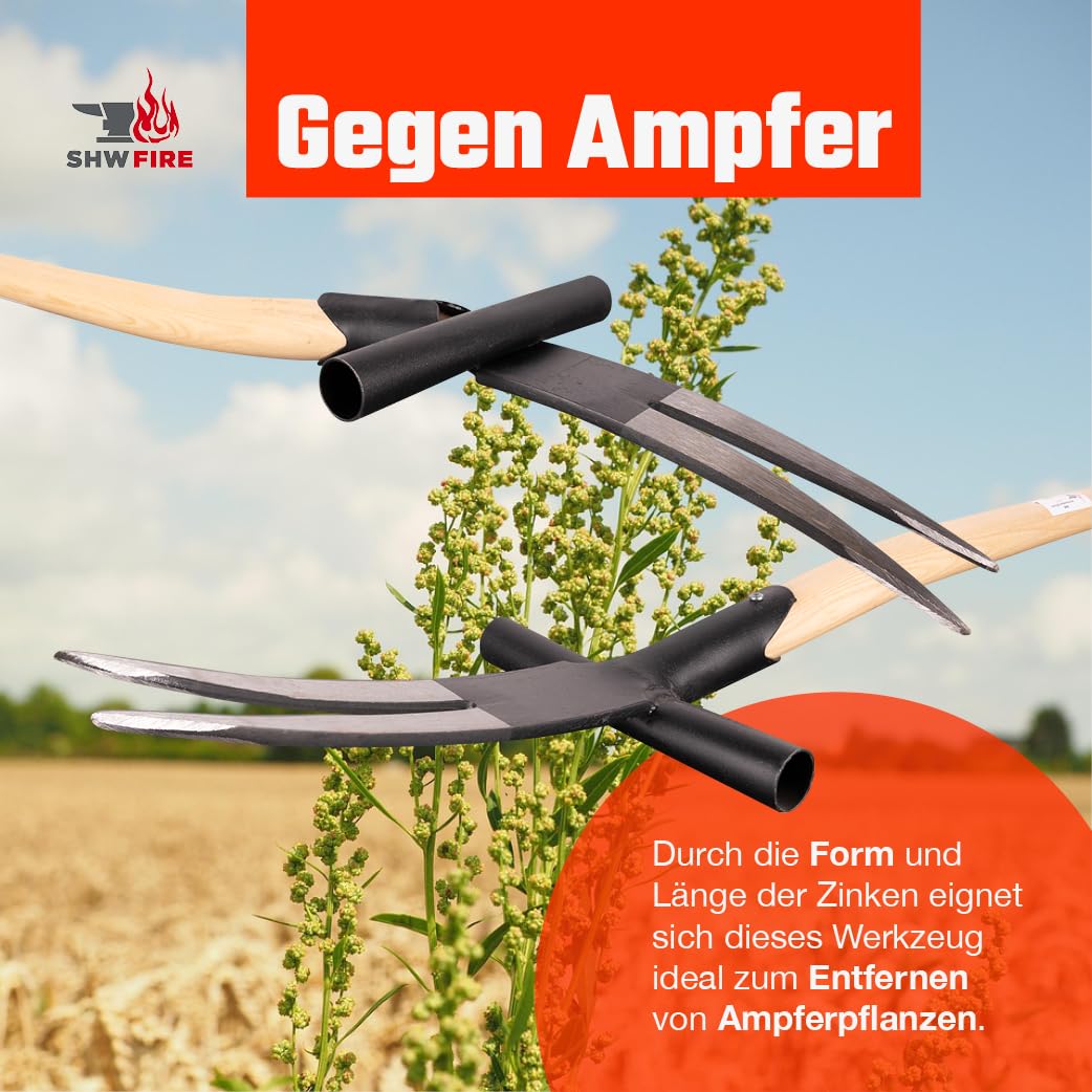 SHW-FIRE Ampferstecher 95cm - Geschmiedeter Stahl für die Unkrautbekämpfung | Made in Germany | Für Unkrautentfernung im Garten | Präzises Ausstechen von Ampfern und Unkraut | Schmiedequalität