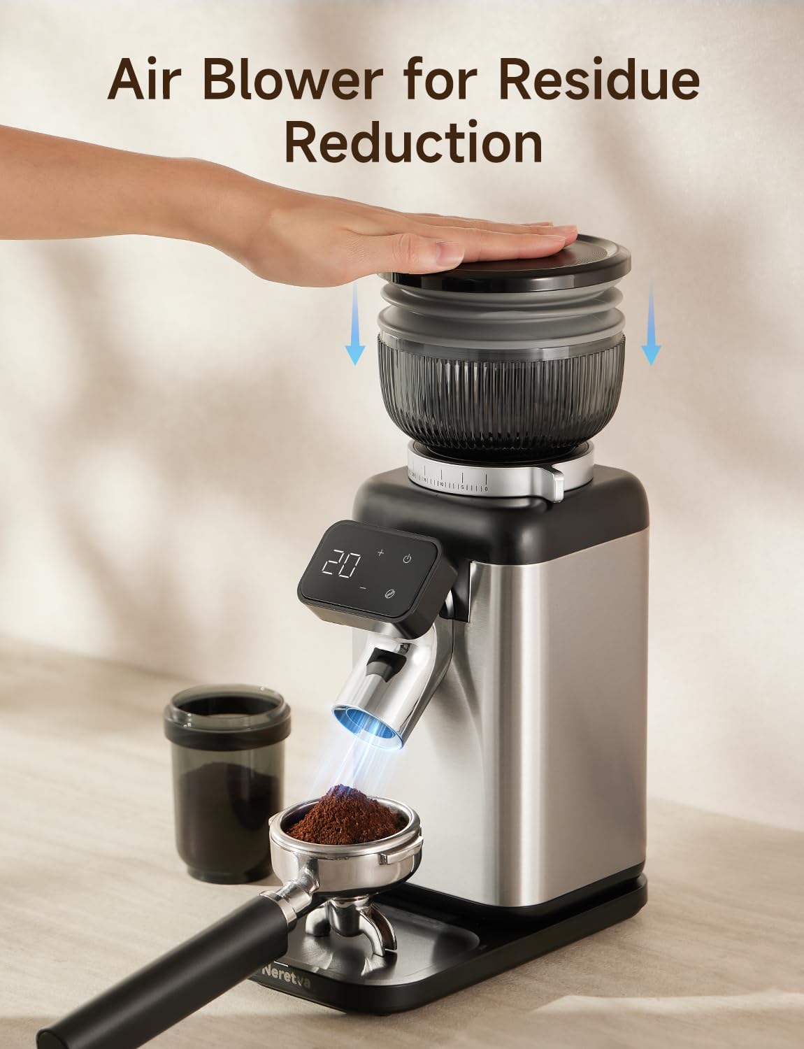 Neretva Kaffeemühle, Professionelle 40 Präzisionsschleife Kaffeemühle Elektrisch Gleichmäßige Mahlung&Antistatik&Rückstandsfrei Kaffeemühle Kegelmahlwerk Espresso/Filterkaffee/French Press/Moka-Kanne