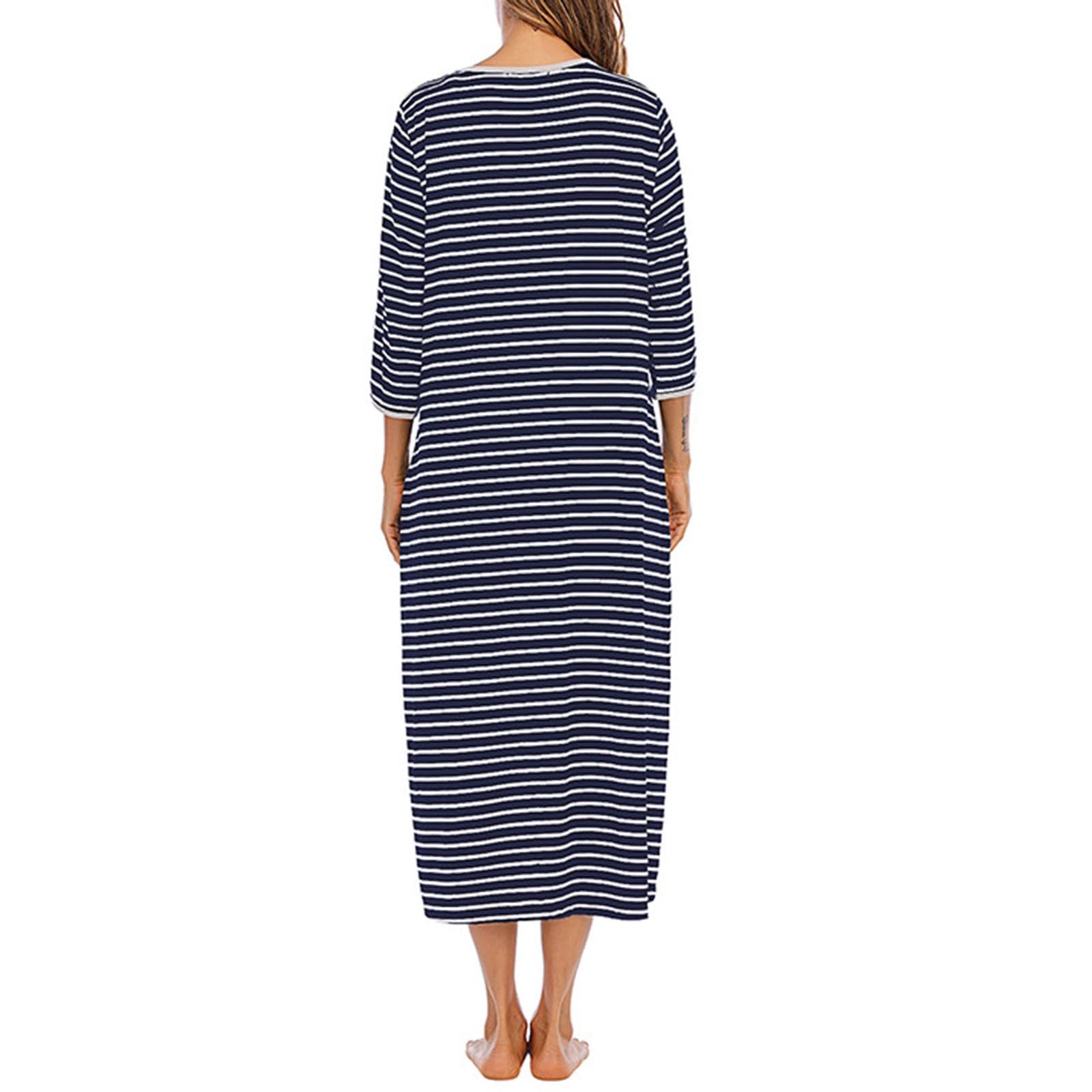 Camisón para mujer con manga 3/4, largo hasta la rodilla, albornoz a