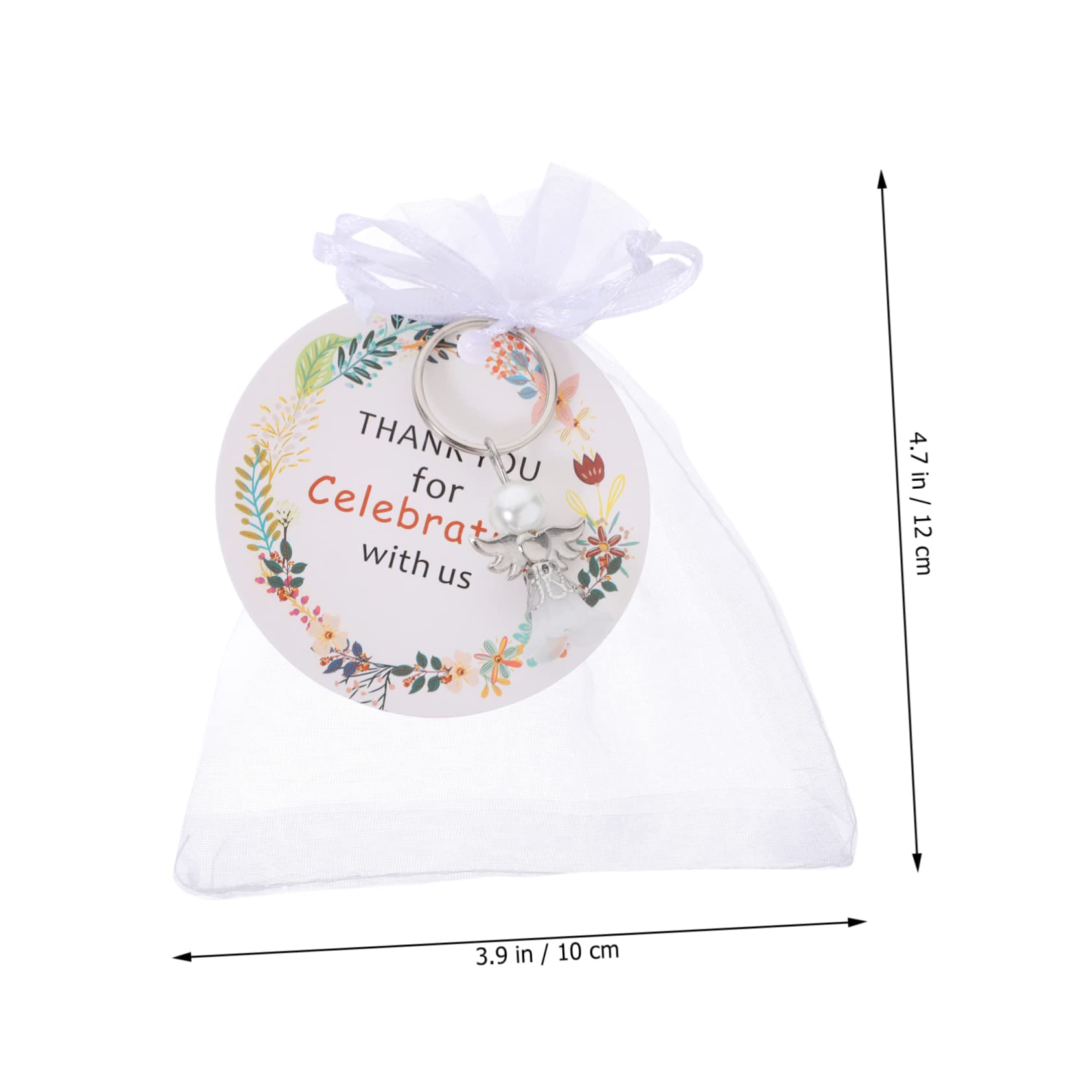 Abaodam 3ensembles Souvenirs De Baptême avec Porte-clés Aile Ange avec Organza Et Étiquettes pour Mariages Et Showers