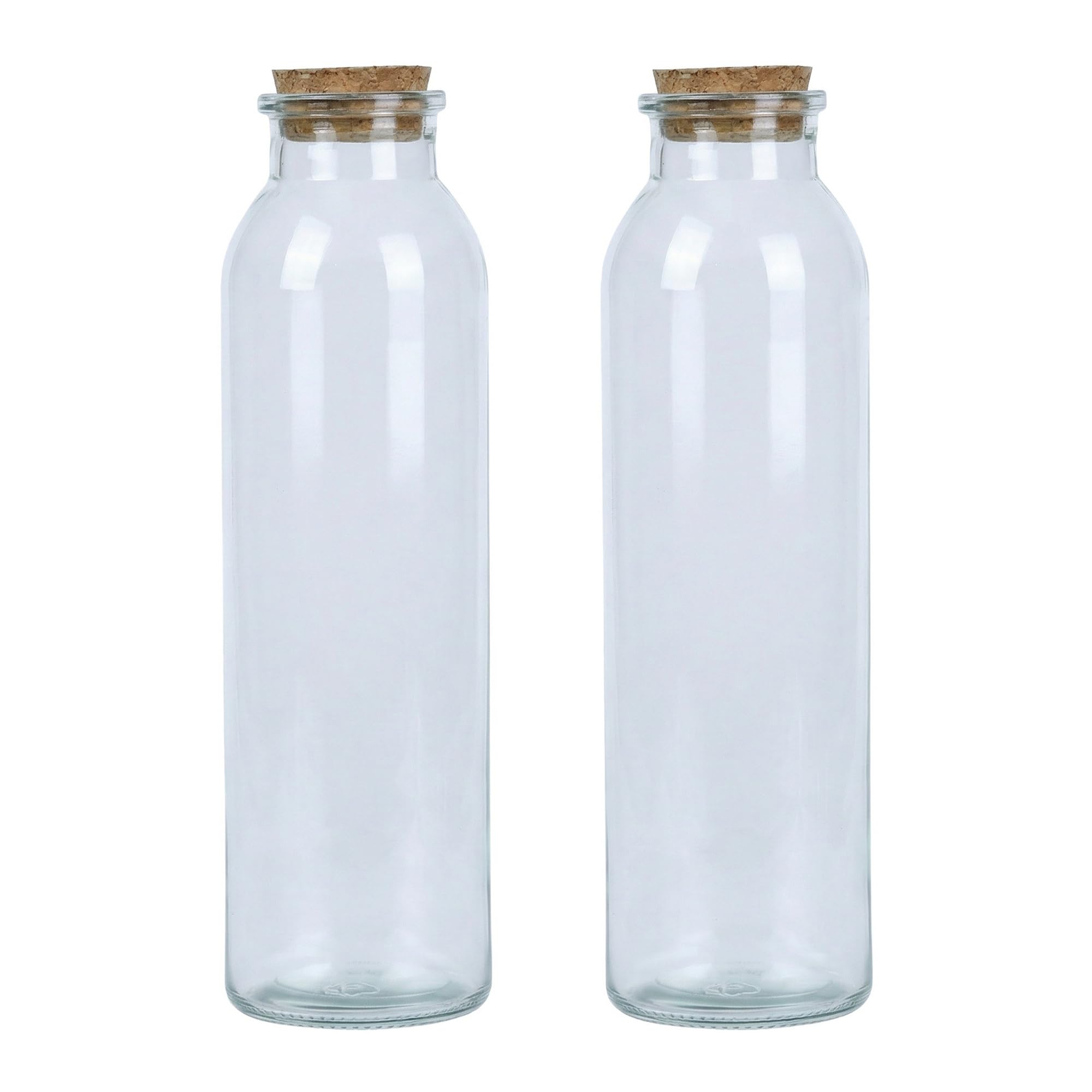 HMETOL 2pcs Decorative Clear Glass Jars with Cork Stoppers