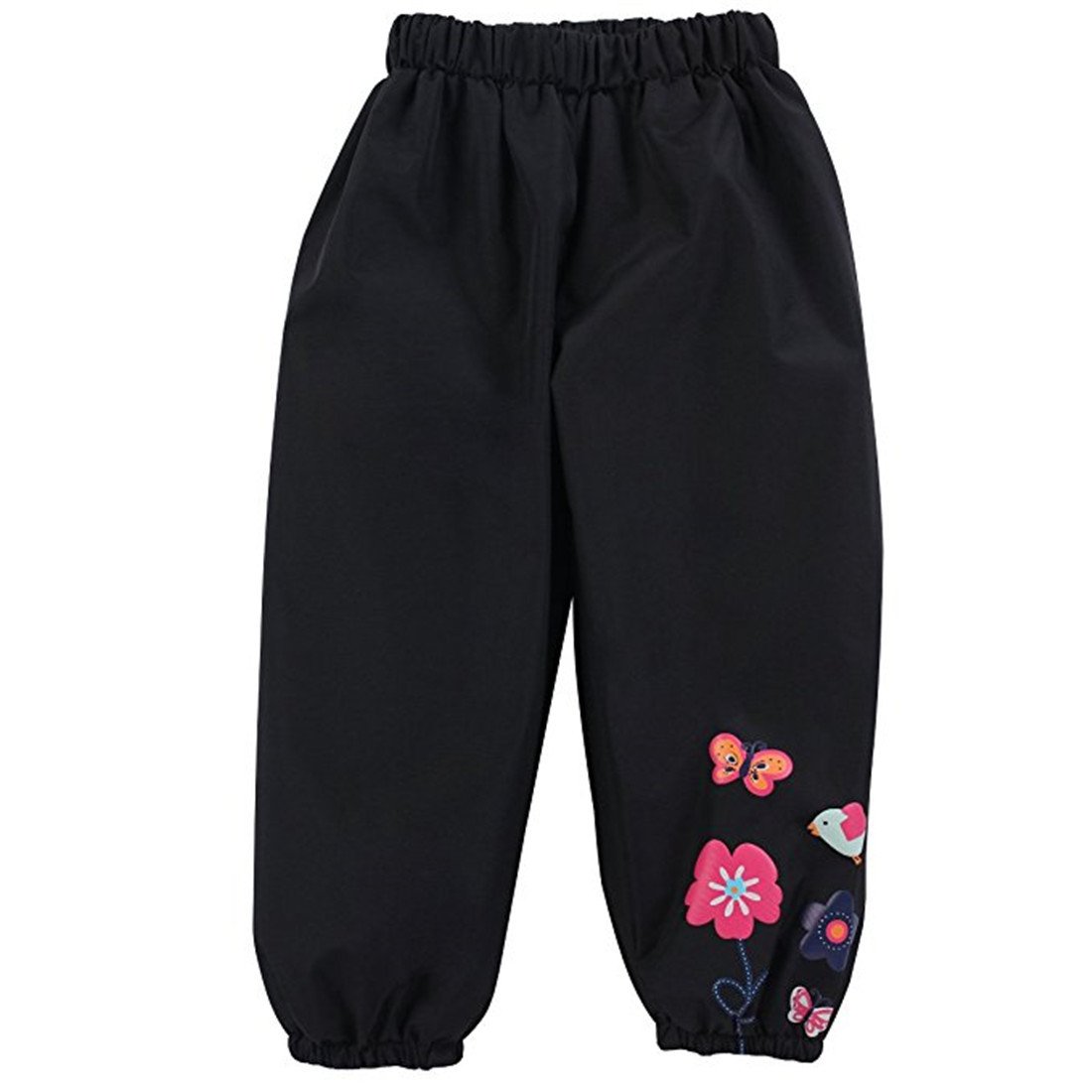 Little Kids Girls Waterproof Lightweight Floral Windbreaker Outwear Raincoat Hoodies 4T Black