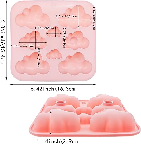 Miniatura 2 de Paquete de 2 moldes de silicona con forma de nube, bandeja, molde de chocolate en forma de nube, molde de fondant 3D para pasteles, alimentos,