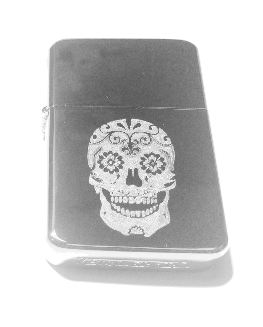 VECTORKGM Thunderbird Custom Lighter - Sugar Skull Tattoo Logo High Polish Chrome Rare!