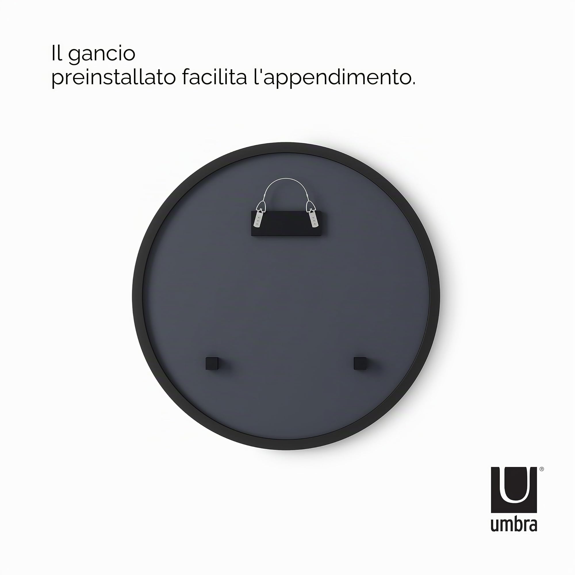 Umbra Hub Specchio da parete ovale, 46x61 cm, Nero