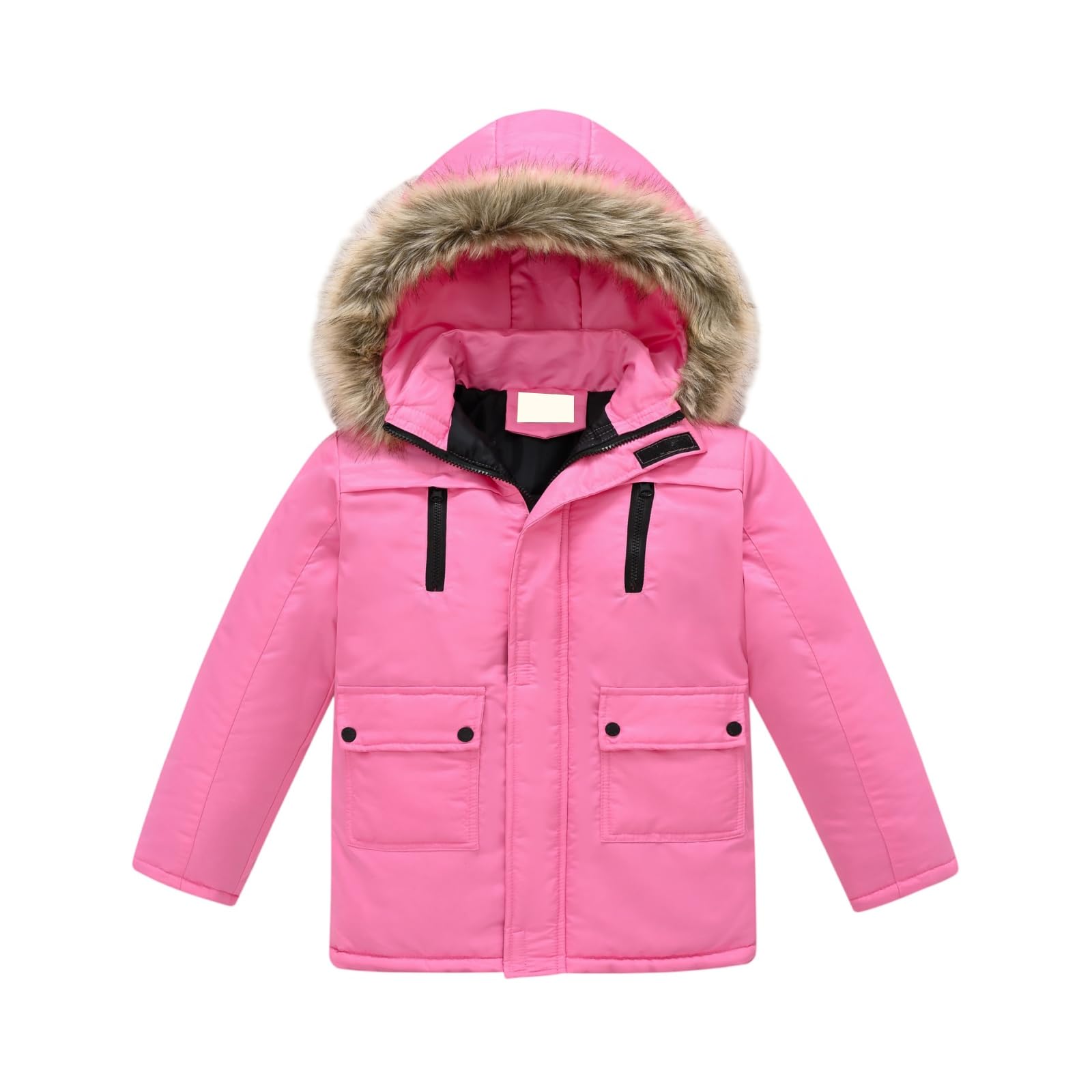 Cappotti invernali per bambini Ragazzi Ragazze Giacca di Cotone Imbottitura Pesante Cappotto Invernale con Collare di Pelliccia Rimovibile Tuta da Neve Giacca Antifreddo Giacca Antivento