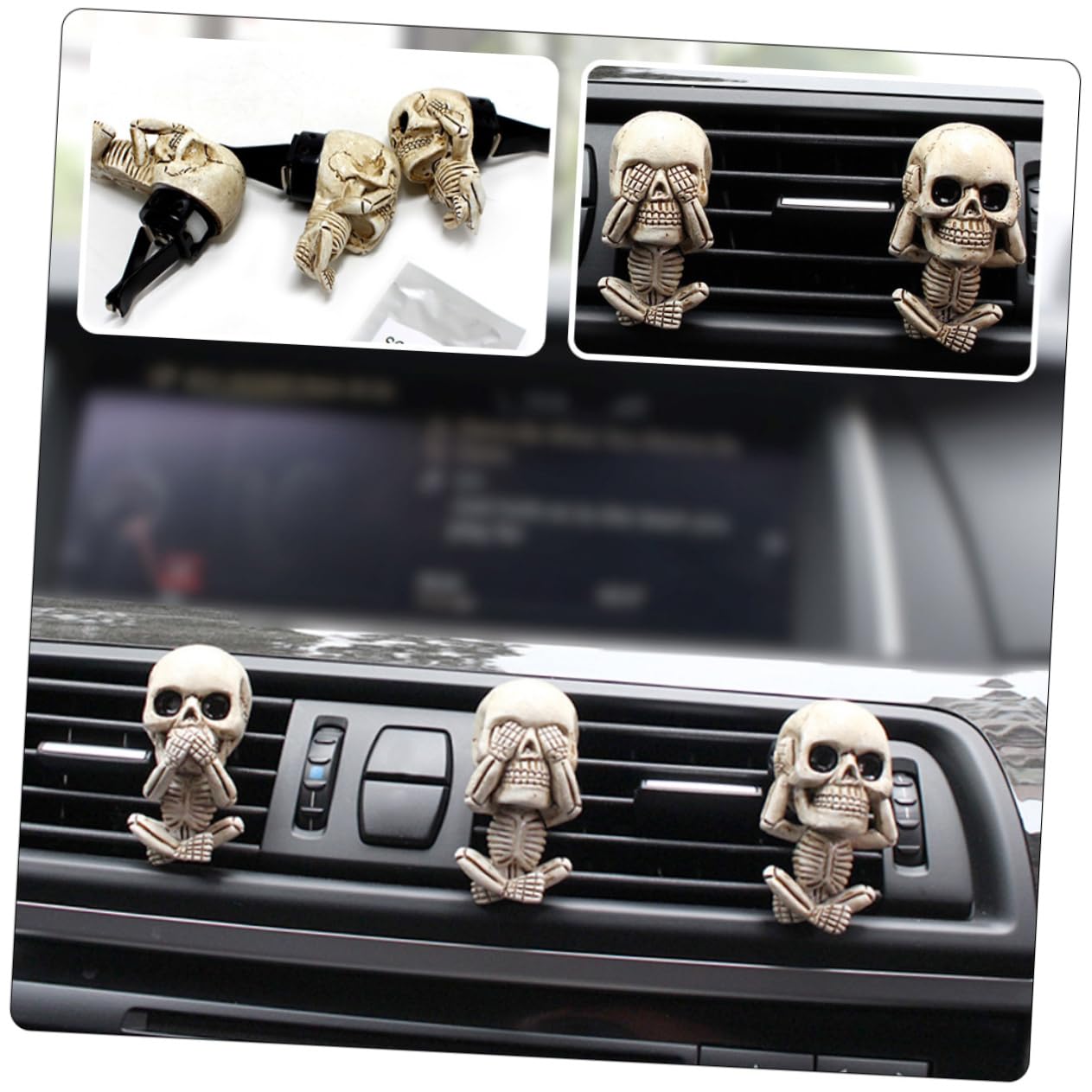 iplusmile 12pezzi Clip Per Bocchetta Auto Forma Di Teschio Accessori Decorativi Per Auto Femminili Profumatori e Decorazioni Per Interni