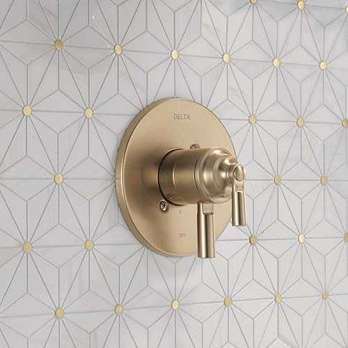 Miniatura 3 de Delta Faucet Saylor Serie 17 Kit de moldura de válvula de ducha de doble mango para sistemas de ducha dorados y grifos de ducha, mango de grifo de