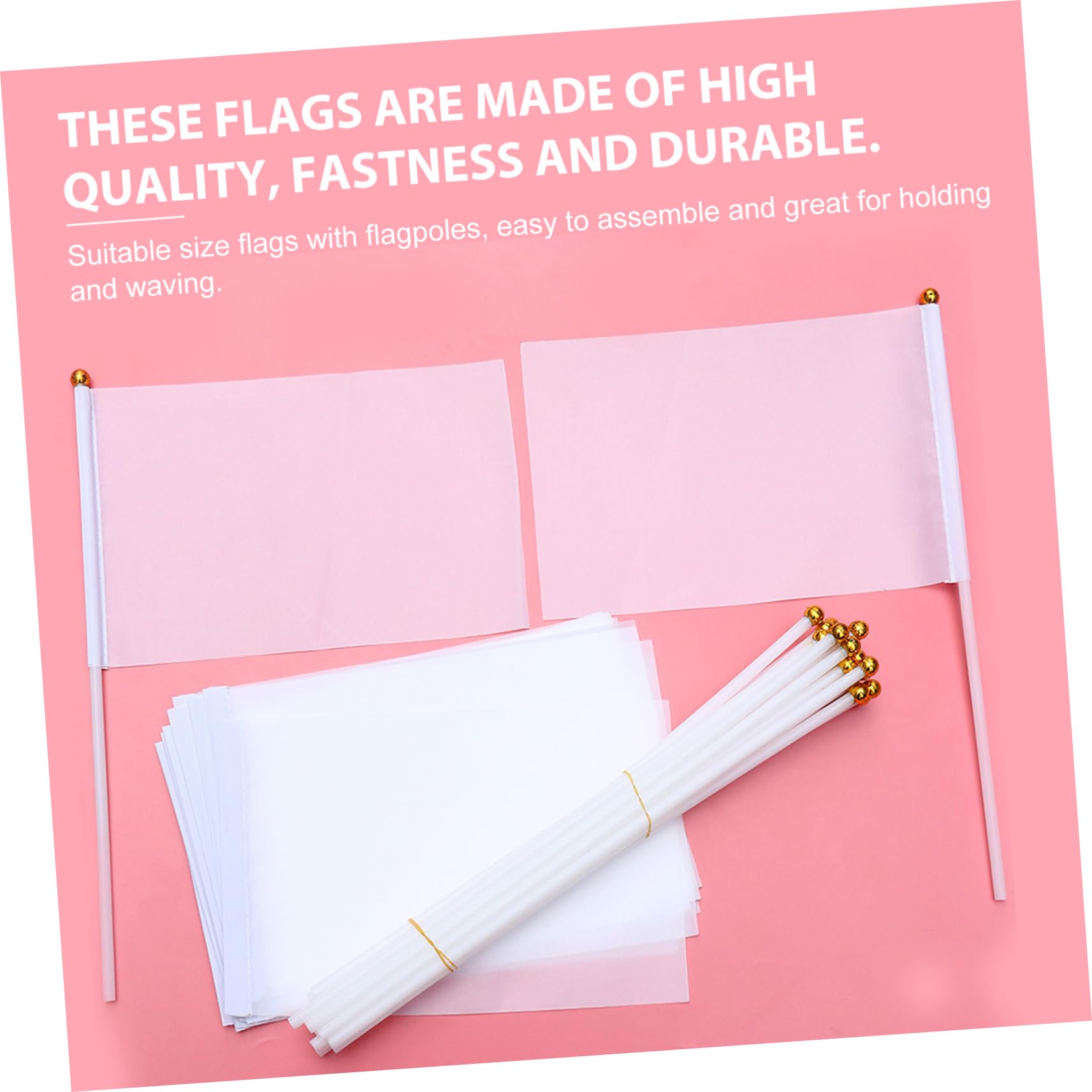 BIUDECO 20pcs White Hand Cranked Flags Portable Waving Banners for Racing Sports Events Parties Celebrations Lightweight Easy to Assemble for Referees Commanding Attention