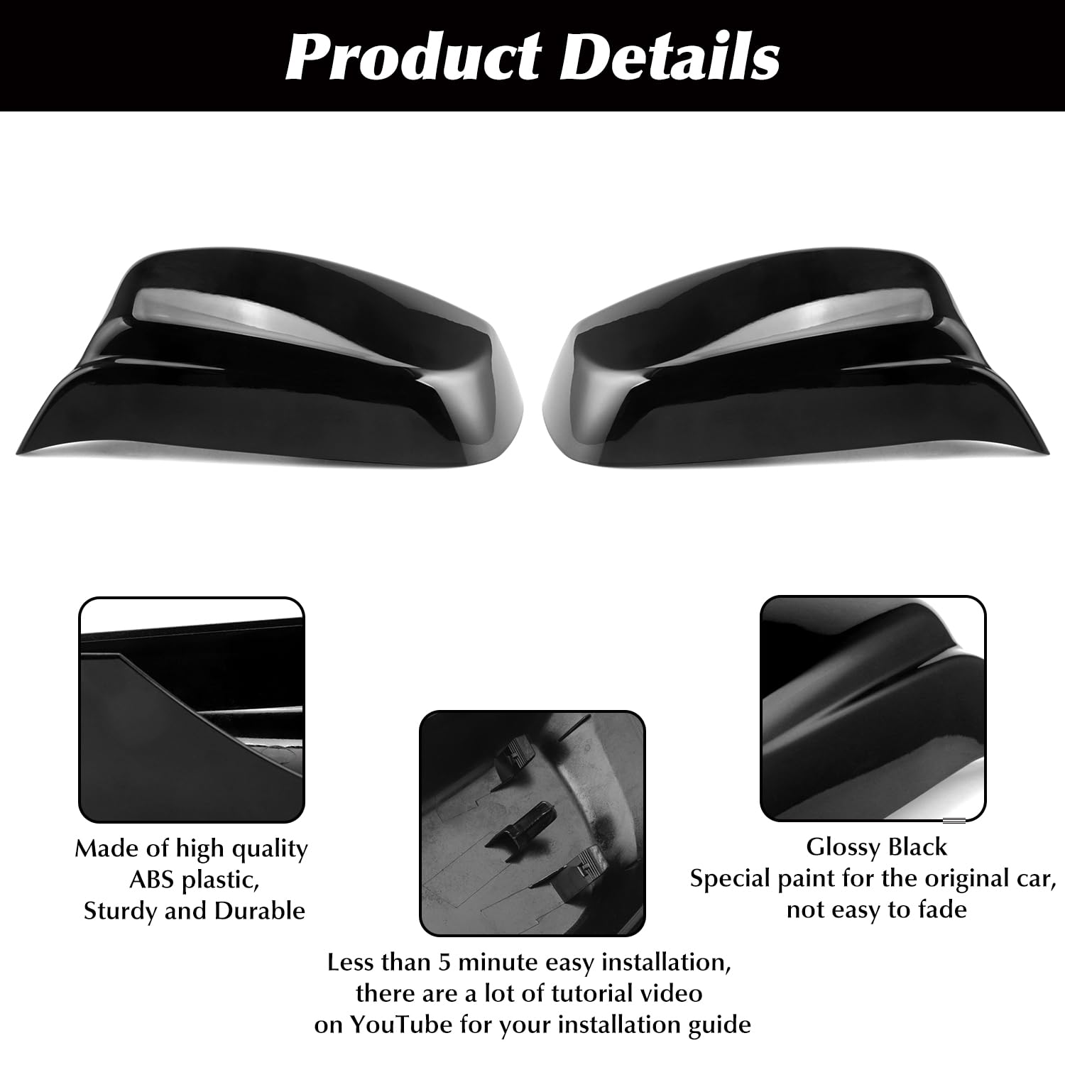 Tappi per Specchietto Retrovisore Auto per Porta Laterale Accessori Compatibile con BMW E63 E64 630ci 630i 5 series E60 E61 520i 523i 525i, Specchietto Retrovisore, Fibra di Carbonio, 1 Paio