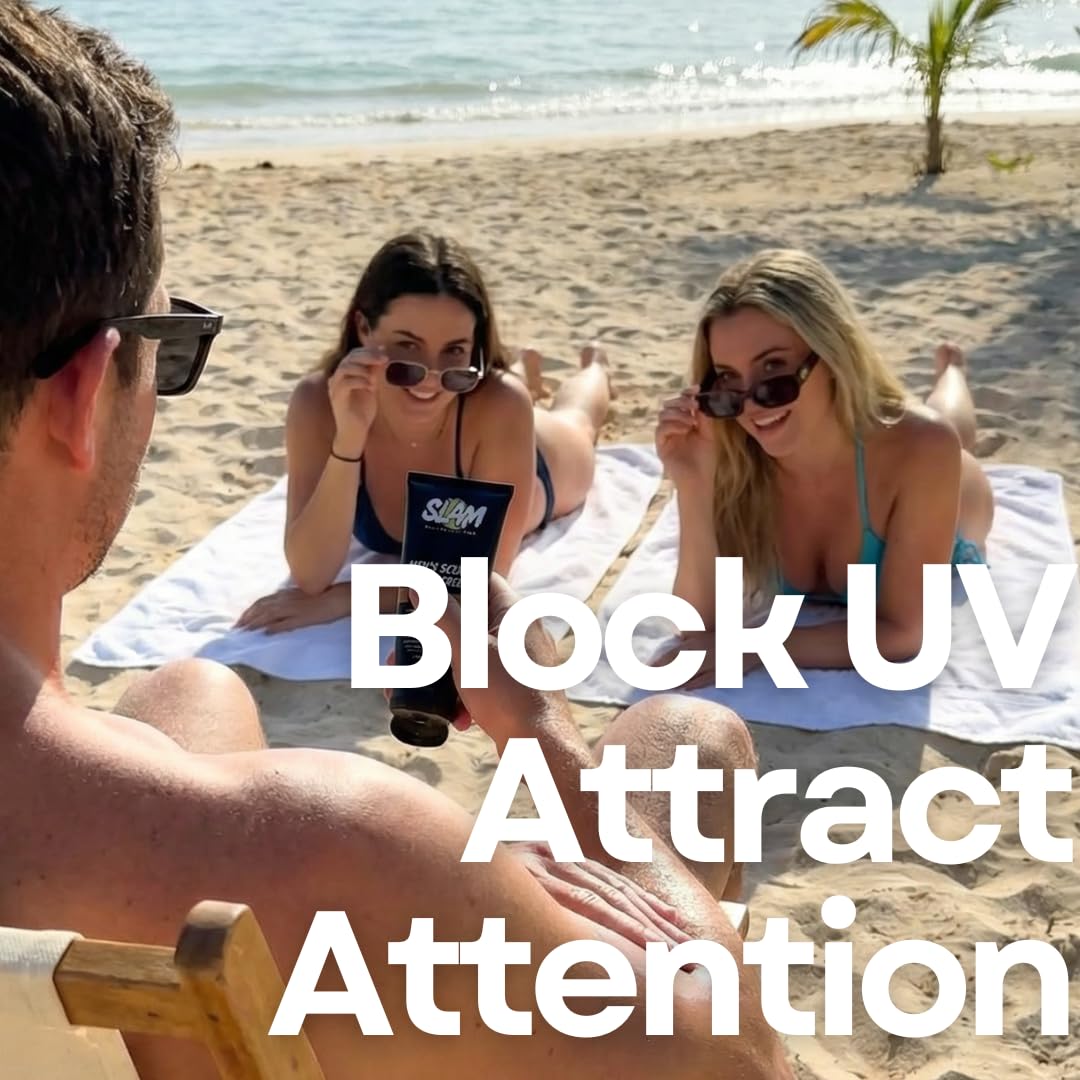 SLAM Men's Sunscreen Lotion SPF 50 & Moisturizer – Face & Body Sunblock, Anti-Aging, Water-Resistant, Hawaii Act 104 Safe, Skincare for Men, Unscented – 3 fl oz.each. Double pack. - Image 6