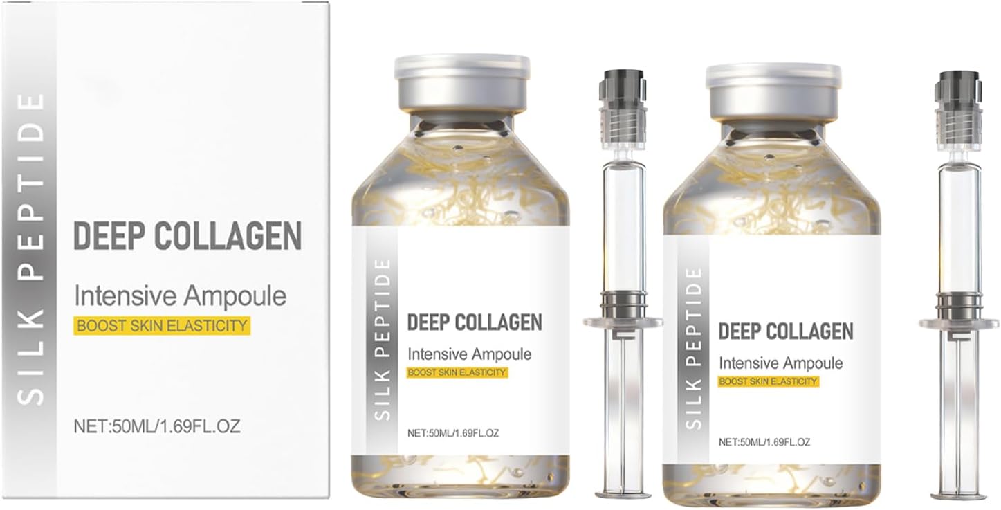 Deep Collagen Anti-Wrinkle Cream In Serum – Intensive Lifting & Tightening Facial Treatment with Silk Peptide & Collagen, Korean Anti-Aging Ampoule Serum for Women, 1.7 Fl Oz / 50ml (2pc) Deep Collagen Anti-Wrinkle Cream In Serum – Intensive Lifting & Tightening Facial Treatment with Silk Peptide & Collagen, Korean Anti-Aging Ampoule Serum for Women, 1.7 Fl Oz / 50ml (2pc)