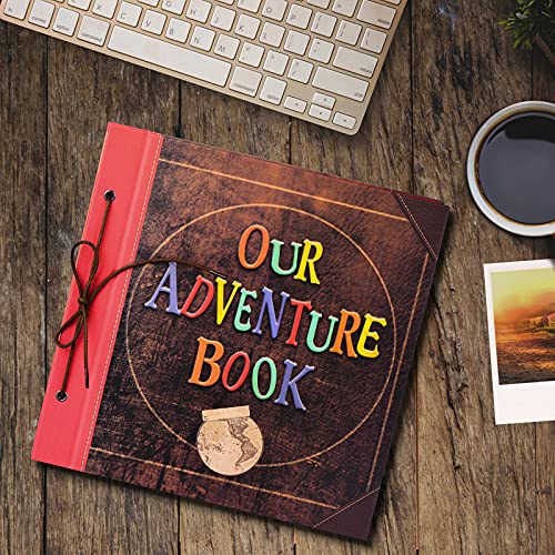 Image of Scrapbook Photo Album, 12x12 Inch Our Adventure Book, 3D Embossed Words Hard Cover Movie Up Travel Album for Anniversary, Wedding, Baby Shower (Scrapbook-Letter)