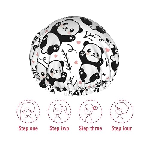 Miniatura 5 de Gorro de ducha reutilizable con estampado de patas de perro para mujer, pelo largo, doble capa impermeable, gorro de ducha para niños, niñas y