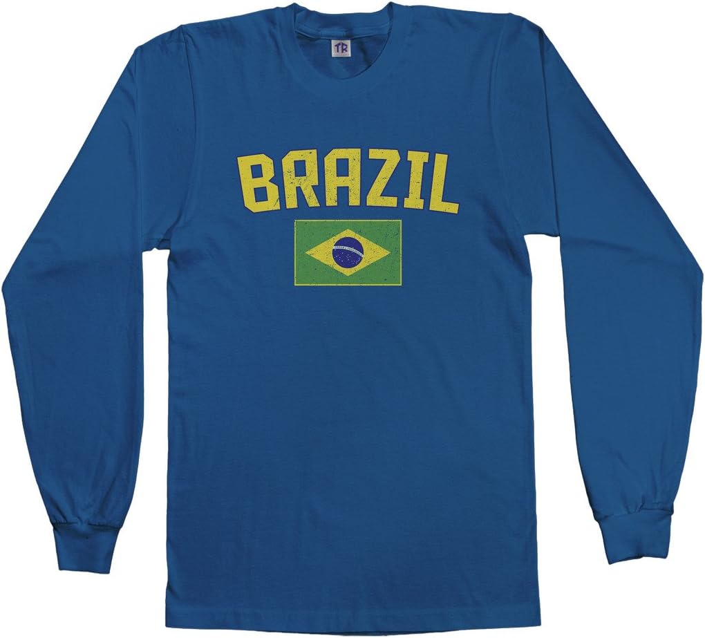Threadrock Men's Brazil Flag Long Sleeve T-Shirt