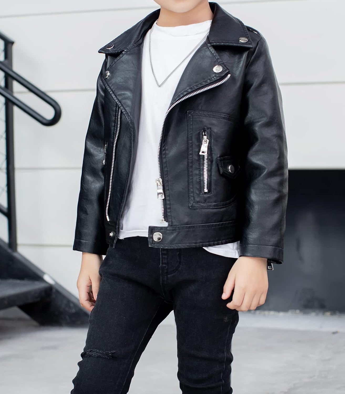 LOKTARC Boys Girls Faux Leather Jacket for Kids Motorcycle Biker Leather Jackets - Image 5