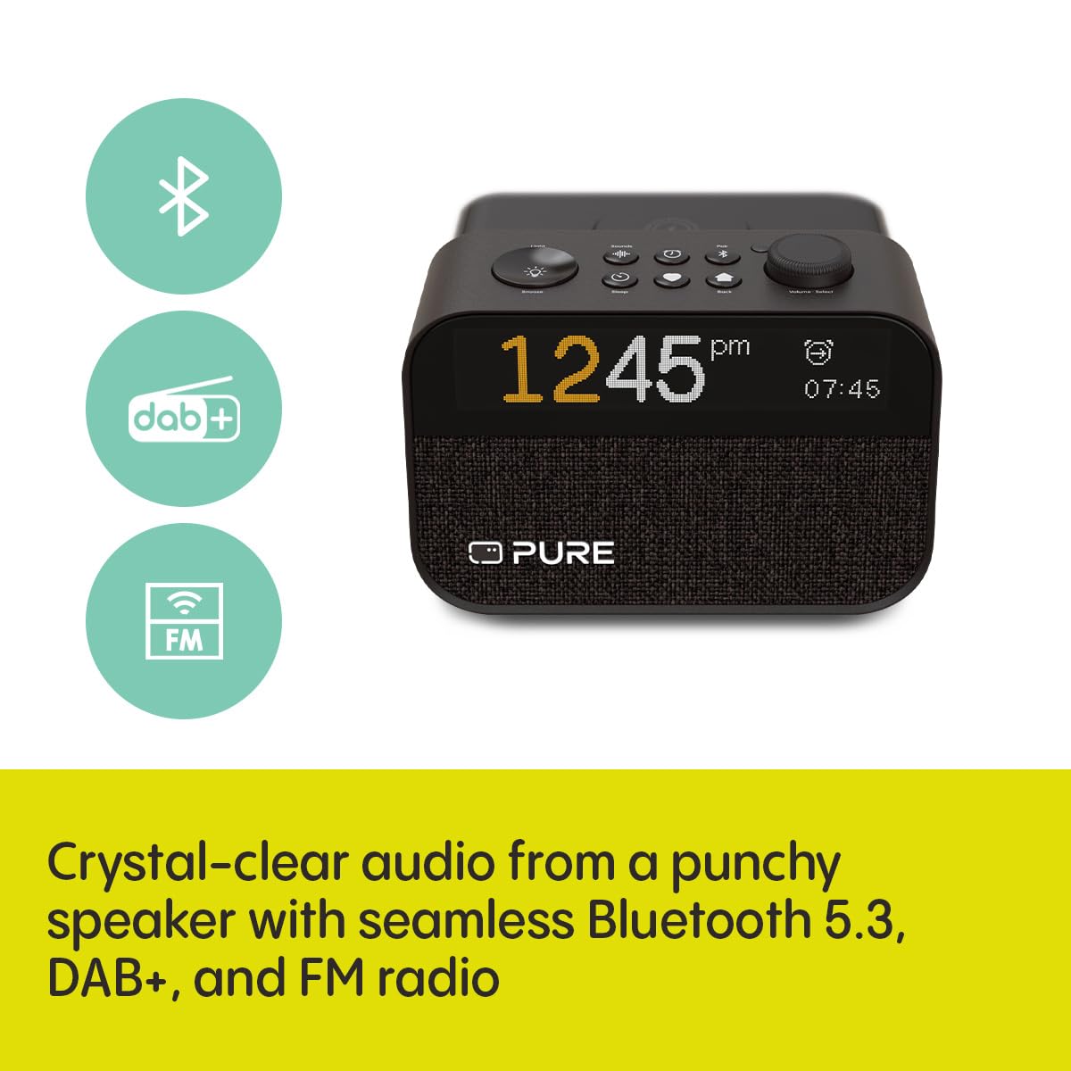 Pure Moment Charge, Alarm Clock Radio with Wireless Charging Pad, DAB+/FM, Bluetooth, Natural Sounds - Image 2
