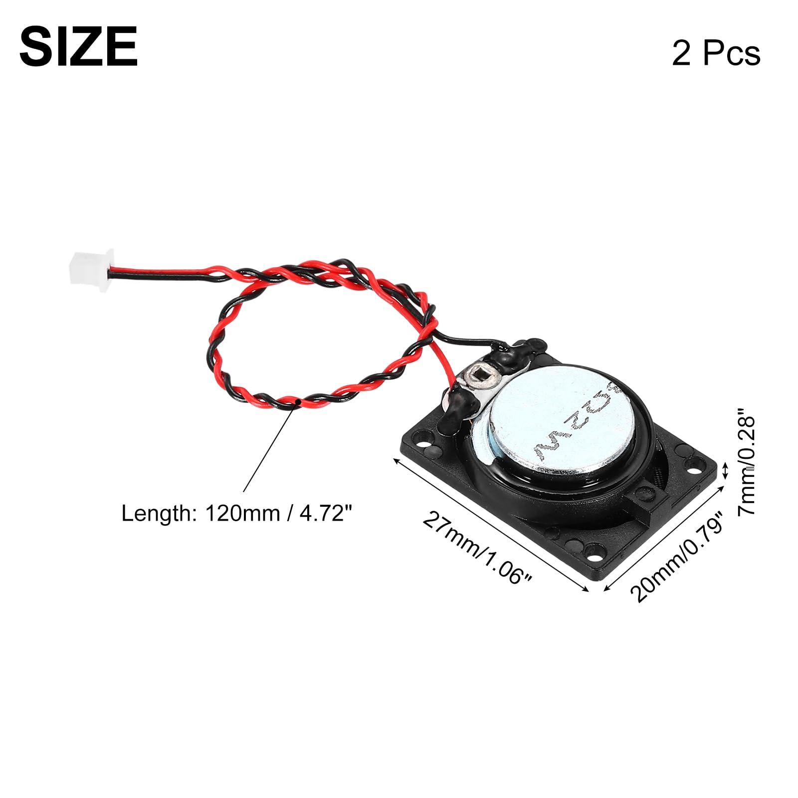 QUARKZMAN 2Pz 2W 8 Ohm Quadrato Mini Altoparlante-Guscio Metallico Interno Micro Magnete Speaker con Filo da 120mm Cavo Terminale Per Piccoli Altoparlanti-DVD EVD Multimediale Mobile Radio