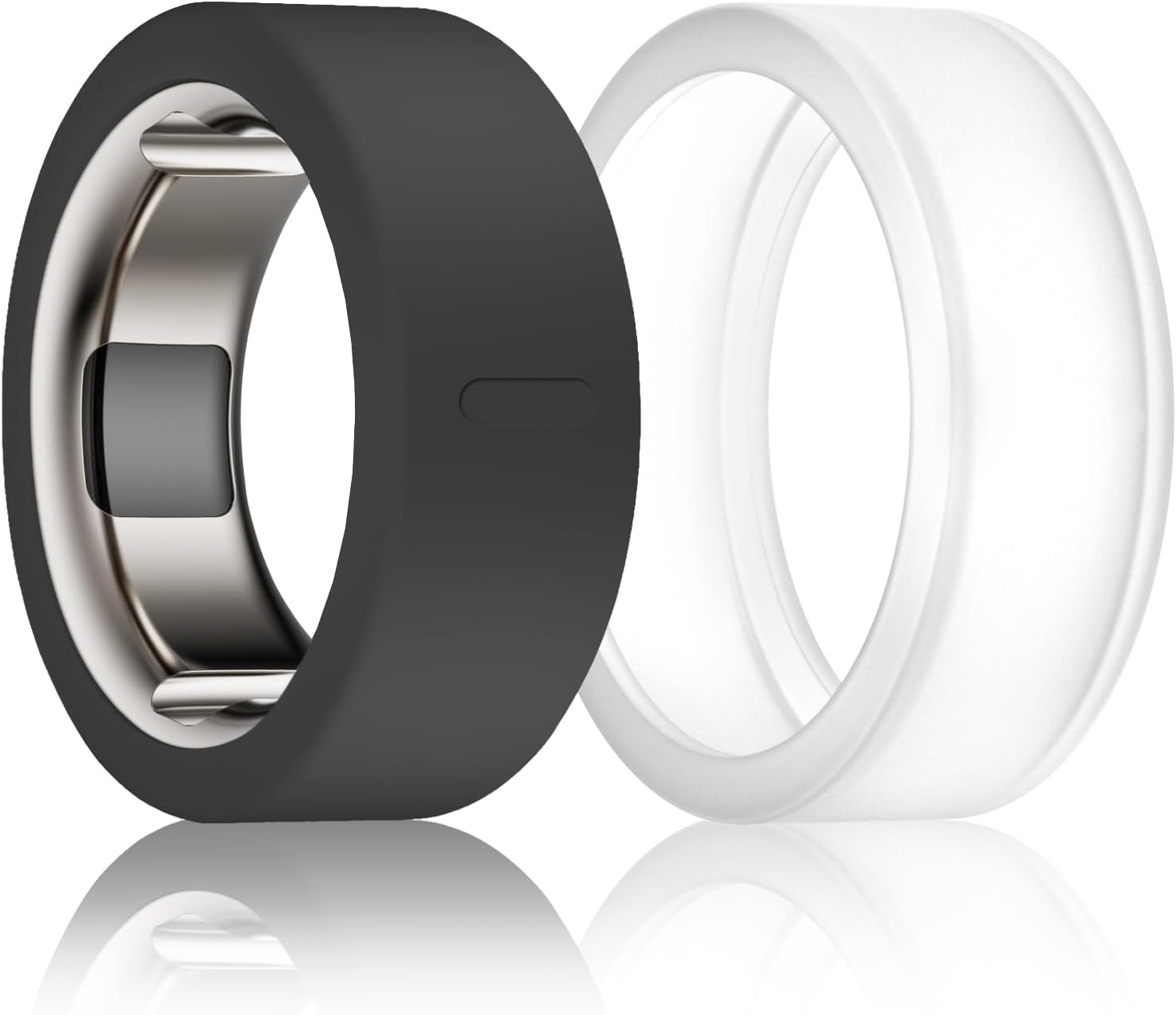 Silicone Ring Protector, Elastic Case for Oura Ring Gen 4/3 Working Out - Patent Protected (Black+Transparent, S for 678910)