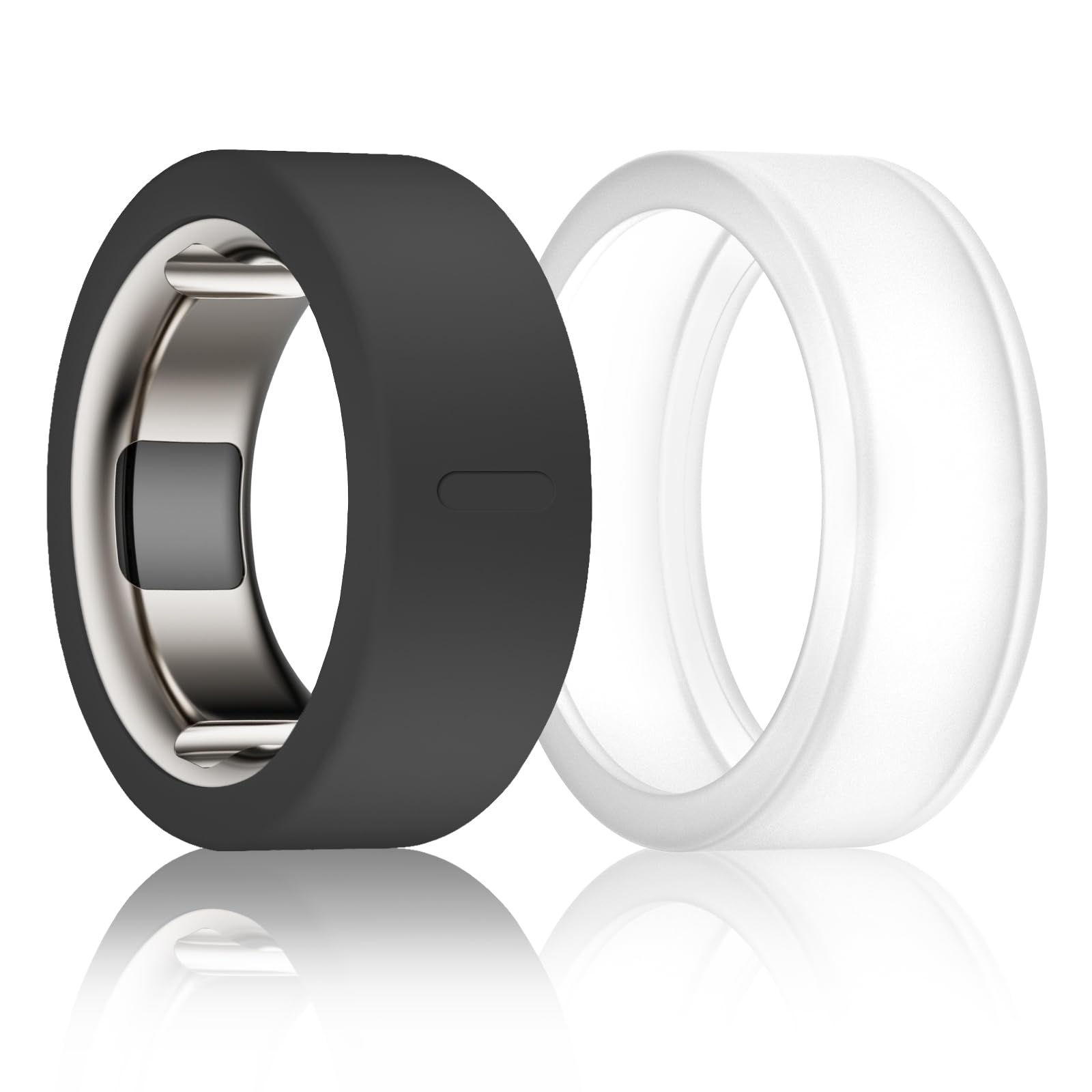 BandSmith Silicone Ring Protector, Elastic Case for Oura Ring Gen 4/3 - Patent Protected (Black+Transparent, S for 678910) — image 1