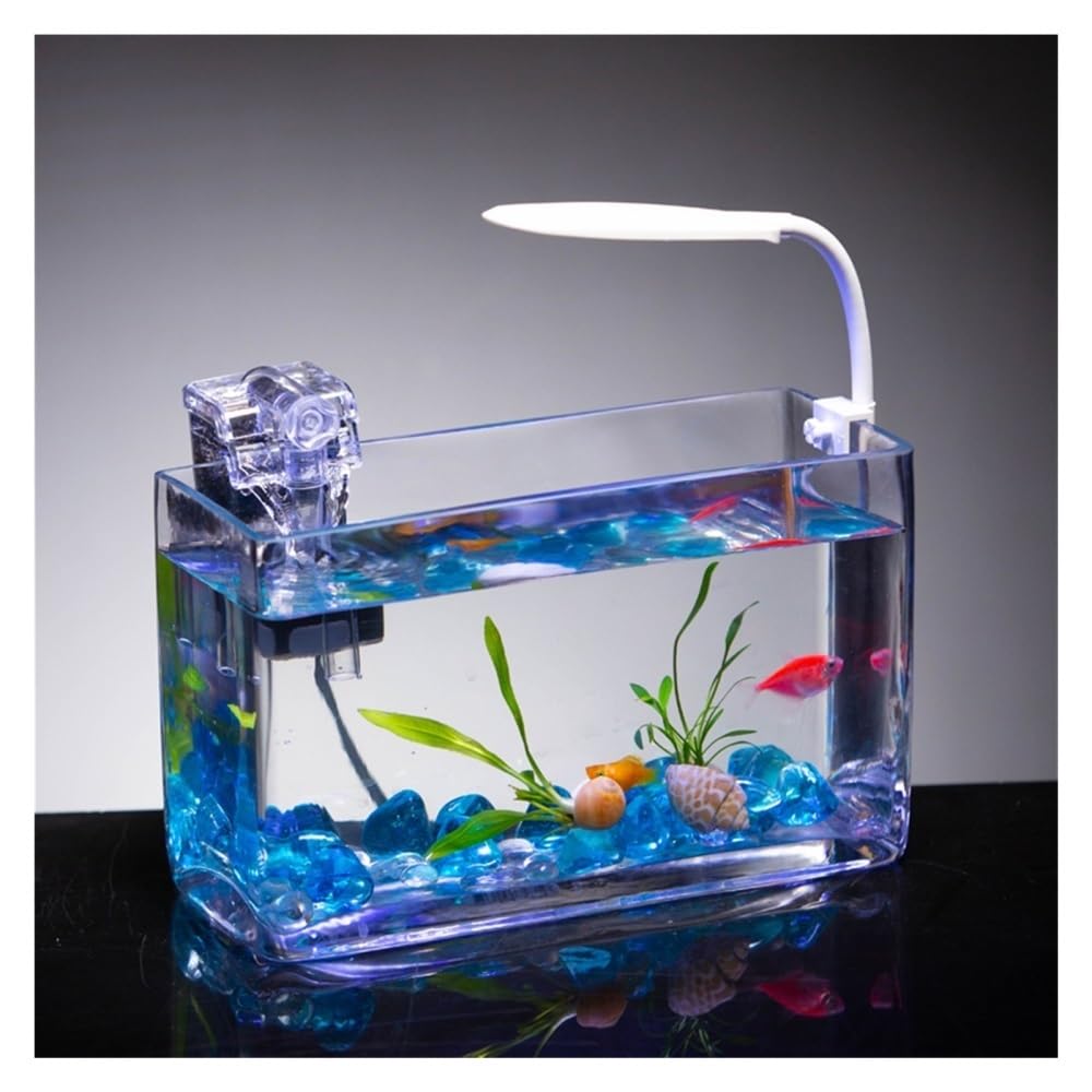 Aquarium Kleines rechteckiges Mini-Aquarium aus Glas for Wohnzimmer, Schreibtisch, kreativer Kampffisch