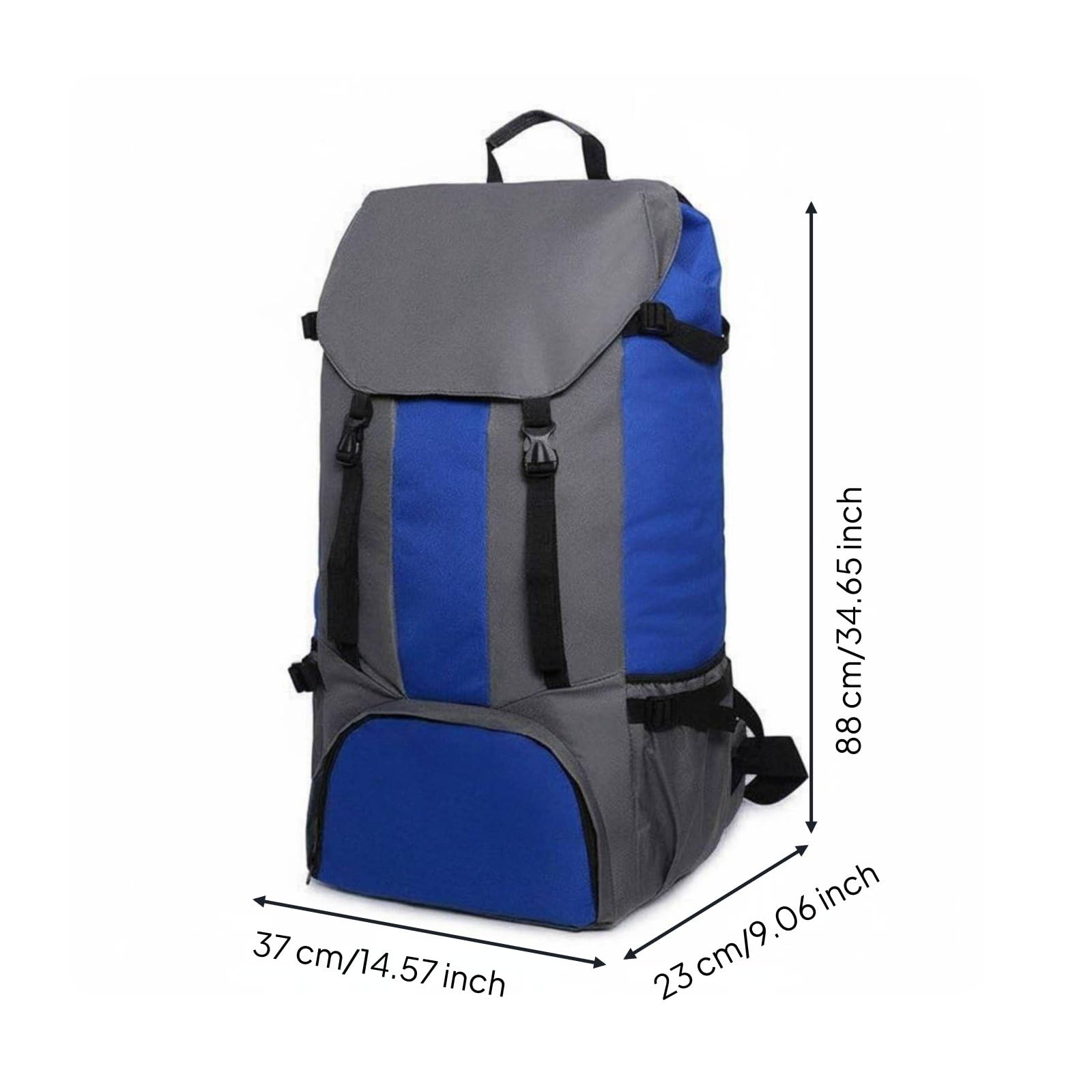predolo Zaino da Viaggio 80L Multifunzionale Zaino Borsone 80L Schienale Imbottito Borsone Zainabile Multifunzione per Escursionisti, Campeggiatori, Grigio Blu