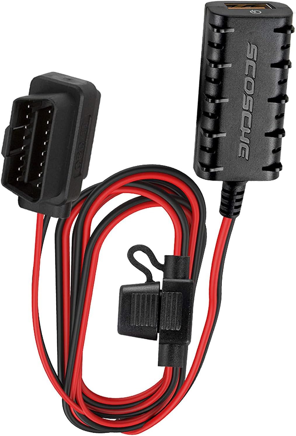 ScoscheUniversal 5.ft USB Hard Wire Kit with 18W USB-A QC 3.0 Port and OBDII Connector OBD2QC3-SP
