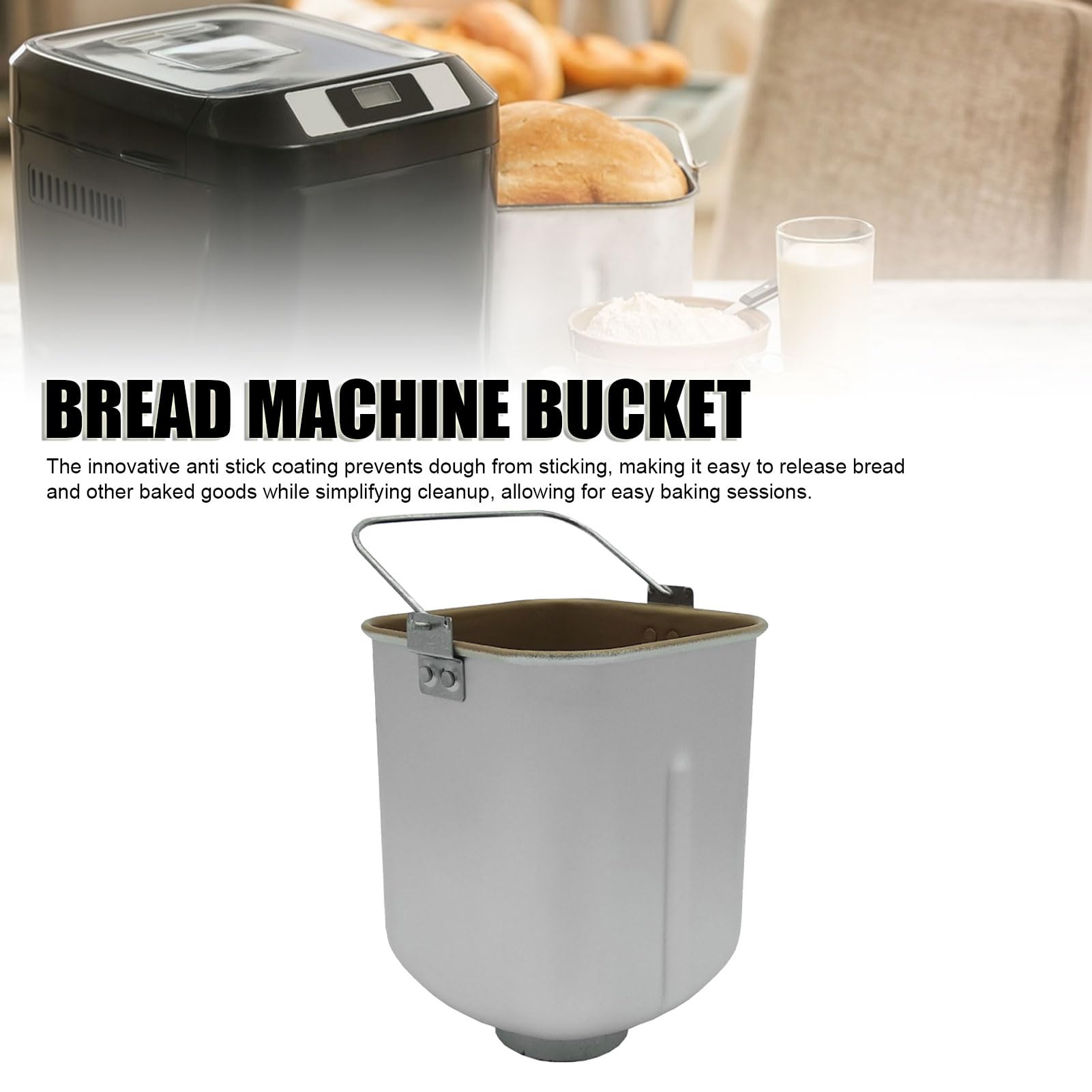 Fockety Secchio per macchina del pane, teglia antiaderente per pane domestico, piastra di ricambio in lega di alluminio per macchina del pane per la preparazione del pane in