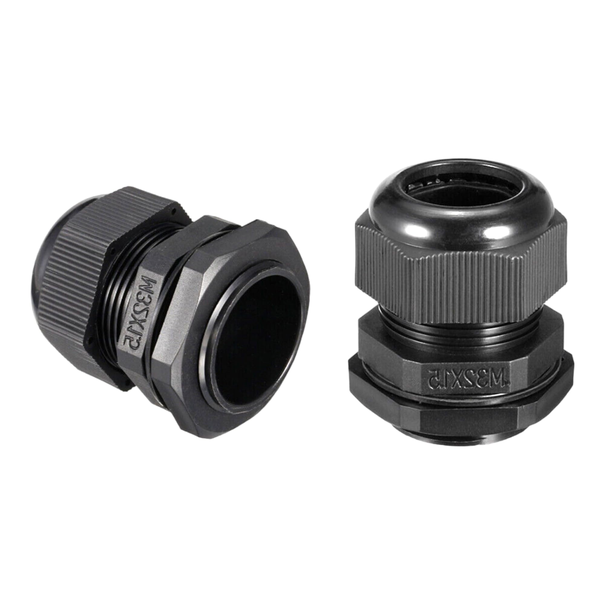 Black Waterproof Cable Glands - Nylon Compression Cable Gland With Locking Nut Waterproof Ip68 (Pack Of 10 - M32 - Suitable For 18Mm-25Mm Cables)