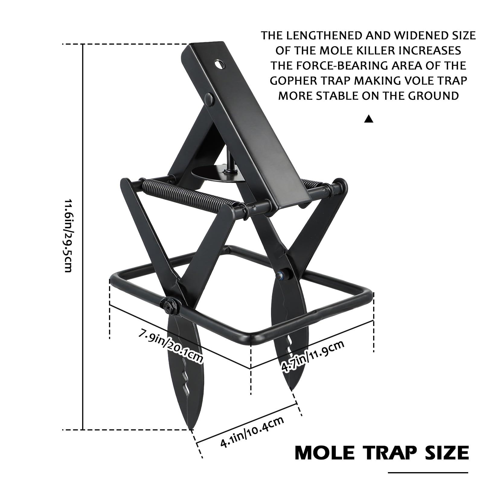 Trappola per talpe, riutilizzabile, con forbici veloci, per tutte le condizioni atmosferiche, antiruggine, potente deterrente per talpe con elegante finitura in ferro nero, set semplice per proteggere