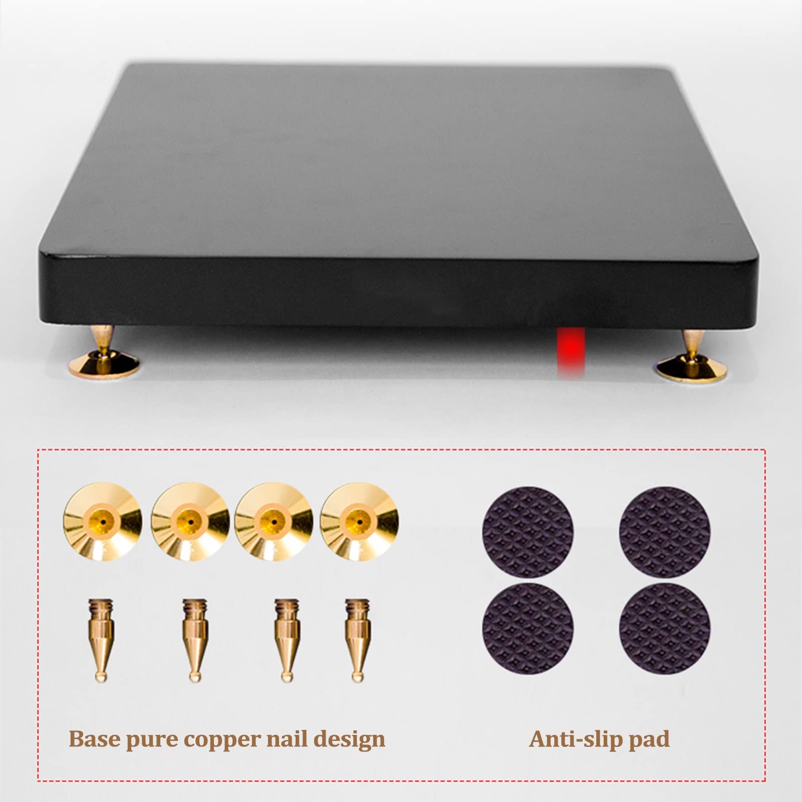 Subwoofer isolatiestandaard met koperen nagelstabilisator, 30 x 30 cm Subwoofer isolatiestandaard met koperen nagelstabilisator, 30 x 30 cm