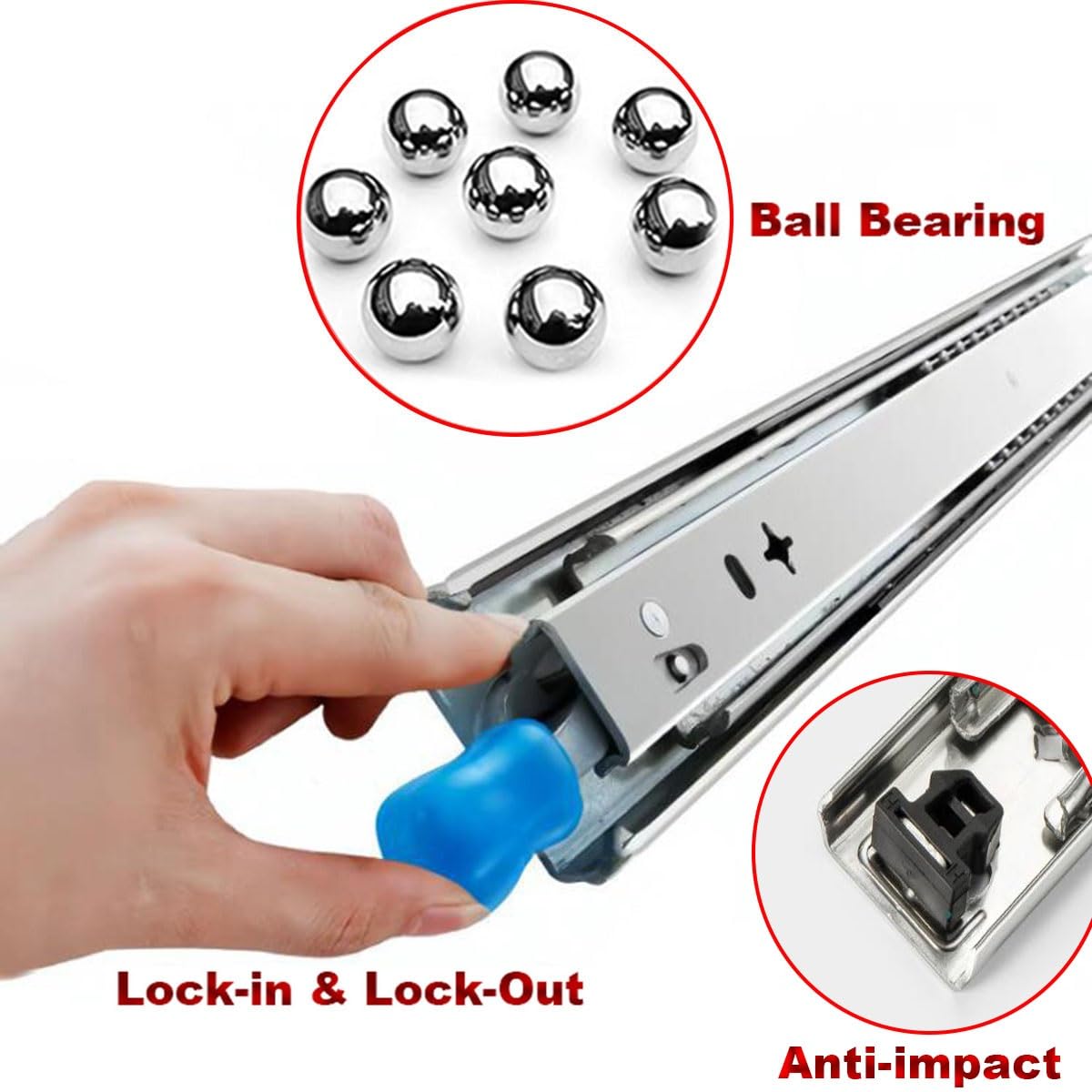 Scorrevoli lunghi per cassetti con chiusura completa, 750 mm, con guide da 1500 1100 mm, meccanismo di blocco e blocco per Smooh Operaion