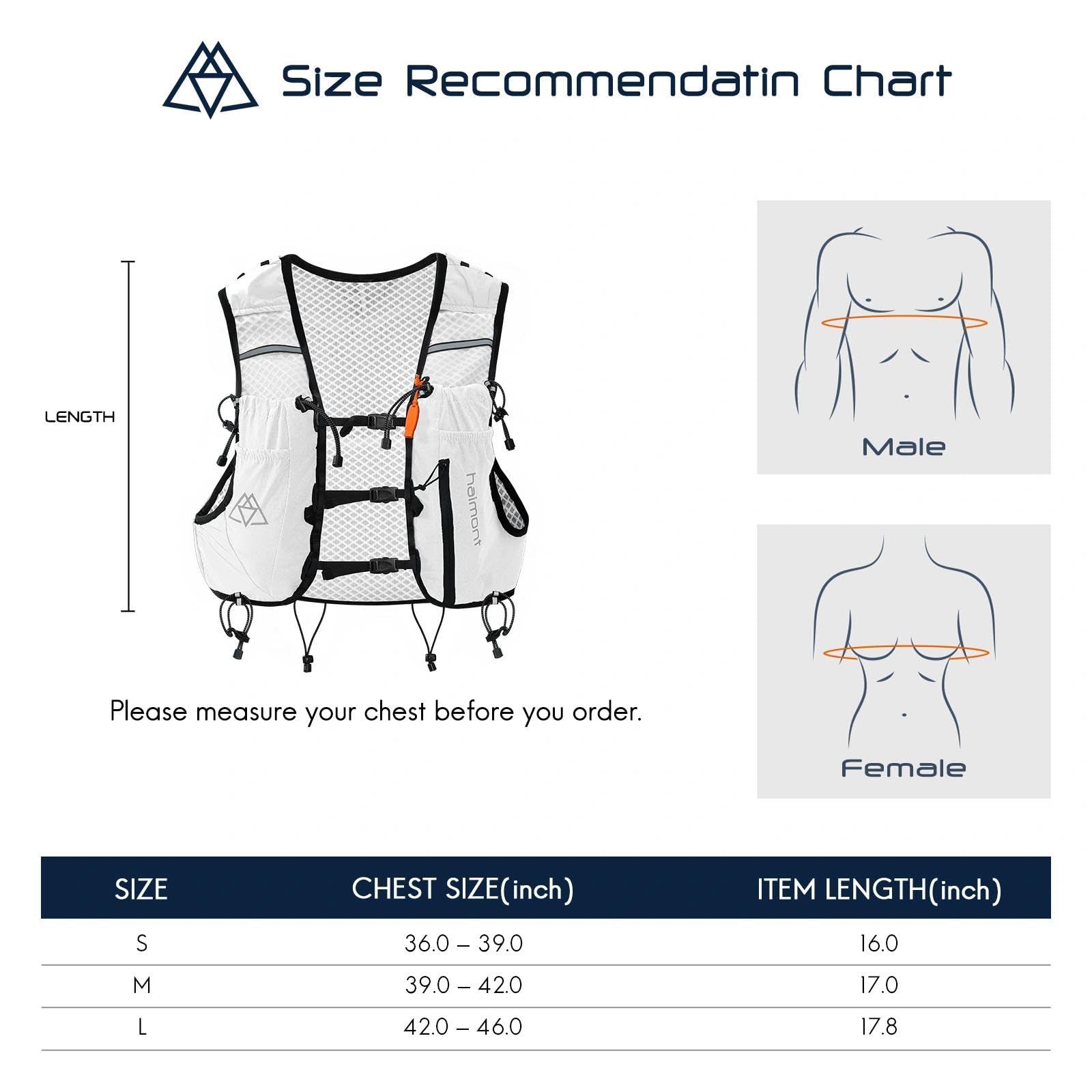 Haimont Gilet de course, d'hydratation, léger, pour homme et femme, avec 2 gourdes, pour la course, la randonnée, le jogging, le trail, 8 l