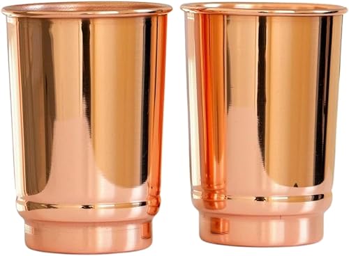 2activelife - Juego de 2 vasos de cobre para la inmunidad vasos de cobre puro liso vasos de cobre para viajeros tazas de cobre puro para beber agua