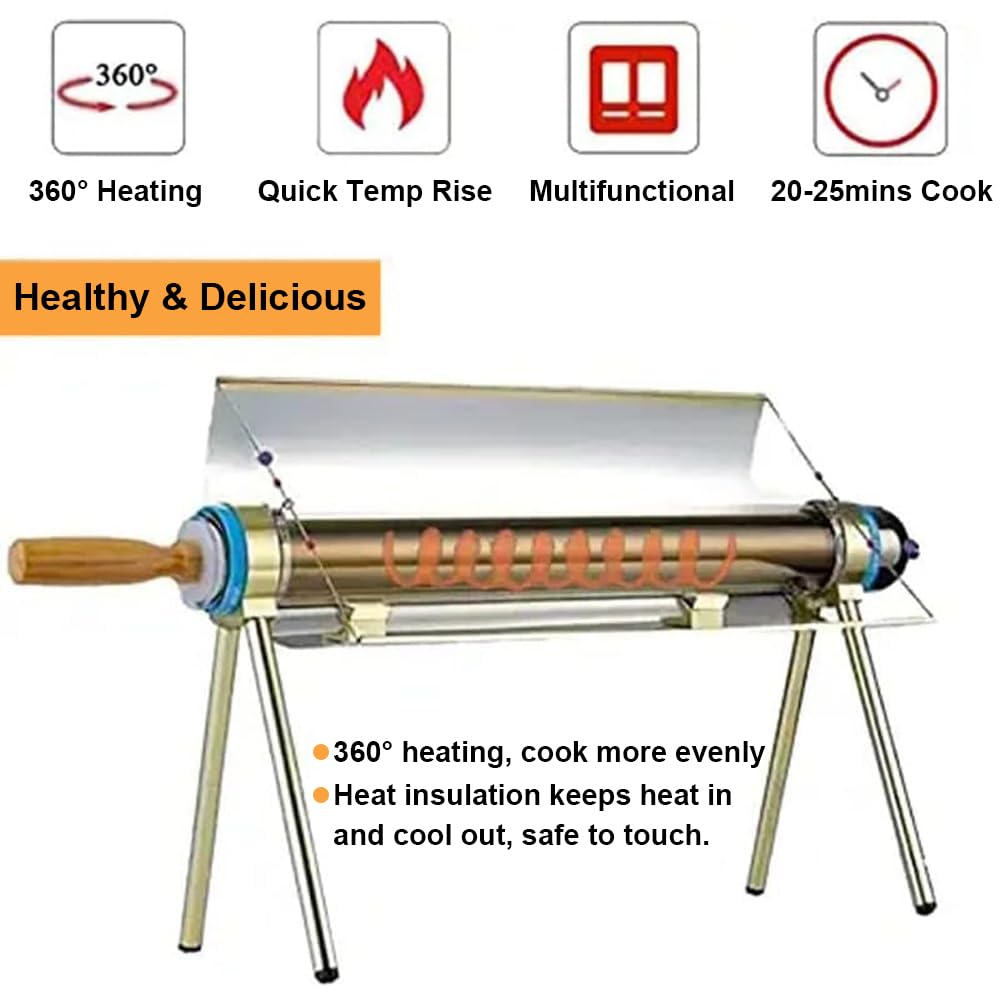 Tragbarer Solarofen Grill und Campingkocher, 1,5 l Outdoor-Solarkocher für Rucksackreisen, Wandern und Notfallkochen