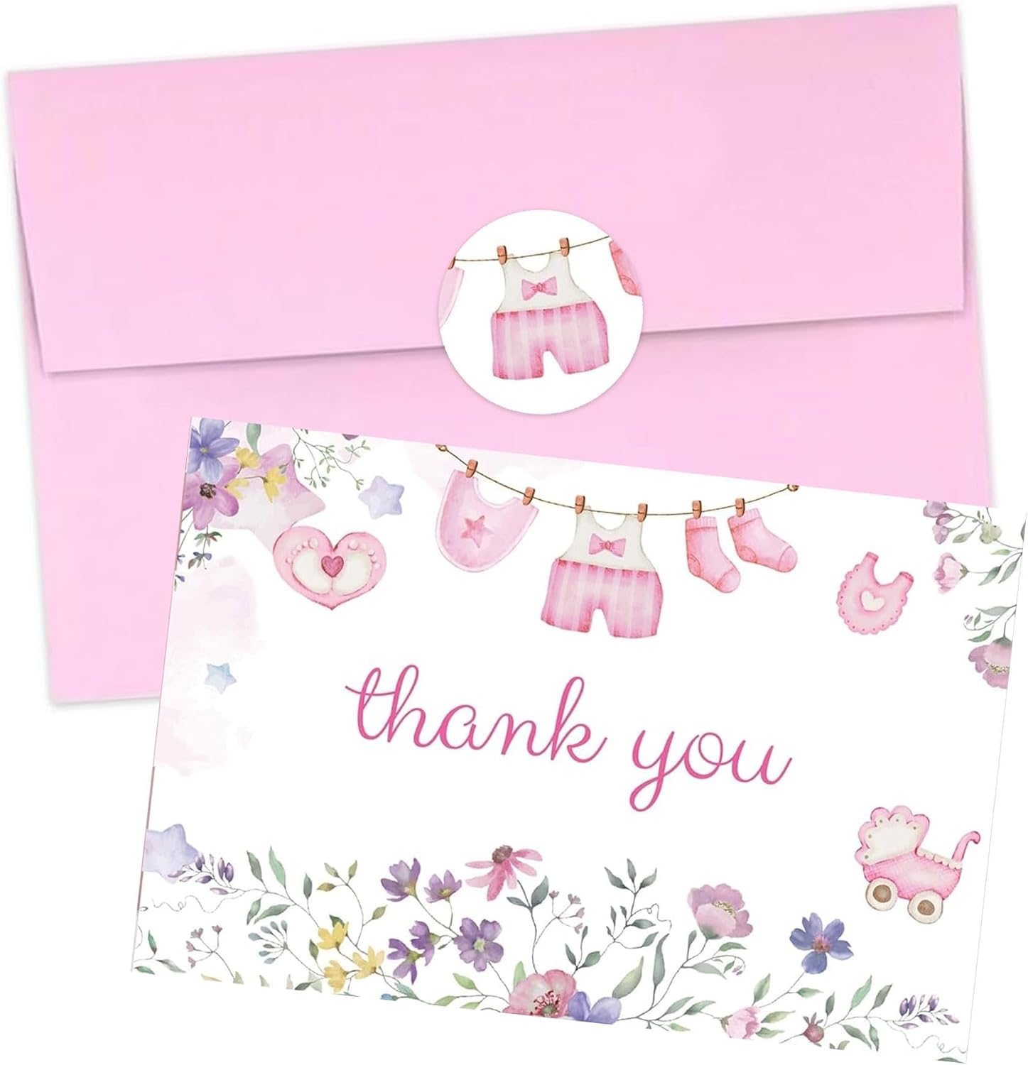 24 Pack Baby Shower Pink Thank You Cards Baby Shower Greeting Cards