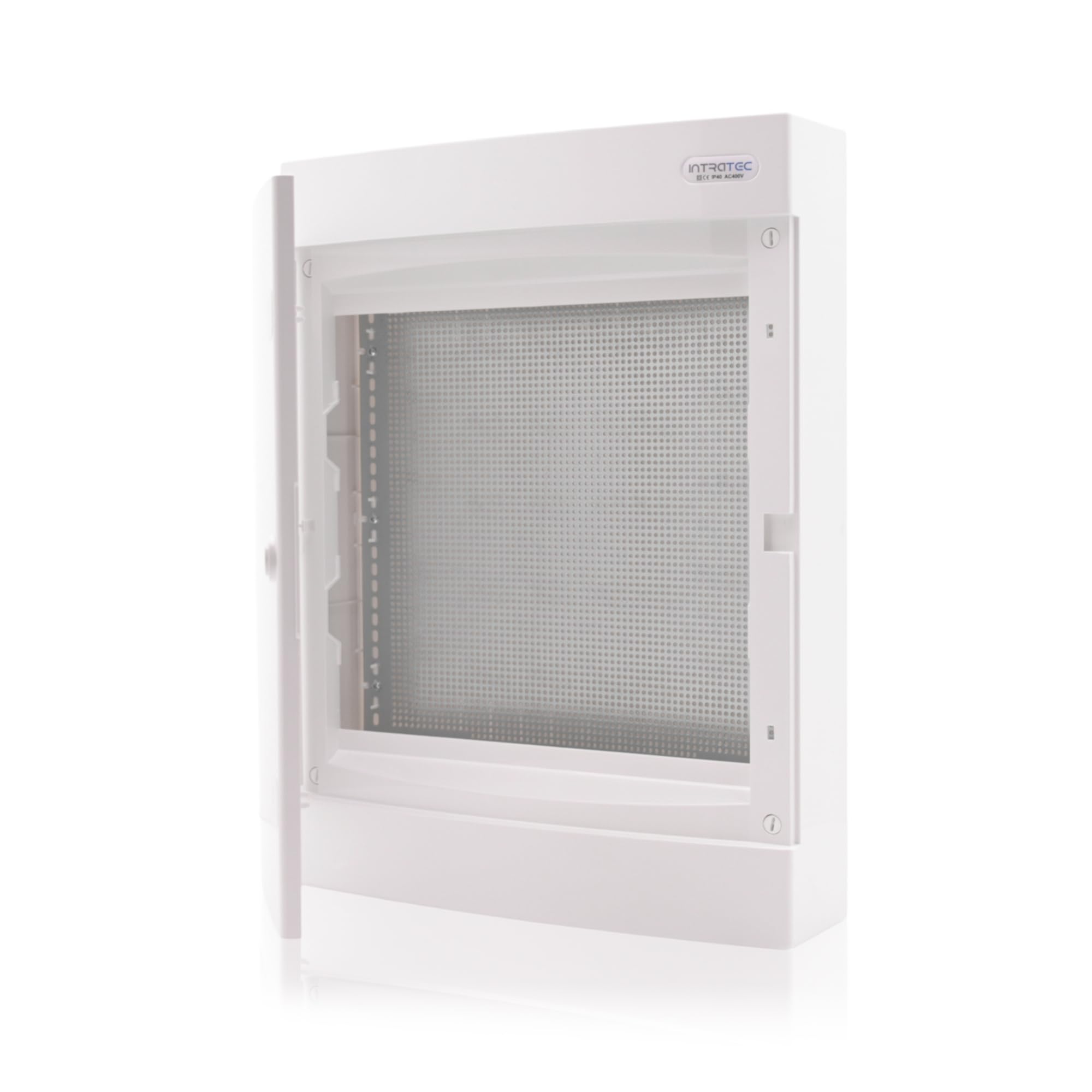 Intratec natynkowy rozdzielacz komunikacyjny IP40 – wytrzymały rozdzielacz sieciowy z tworzywa sztucznego ABS do routera, panel łatowy, 526 x 396 x 112 mm, biały