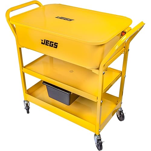 JEGS 81603 Portable Parts Washer Cart 20-Gallon Tank Solvent Capacity: 12-Gallon
